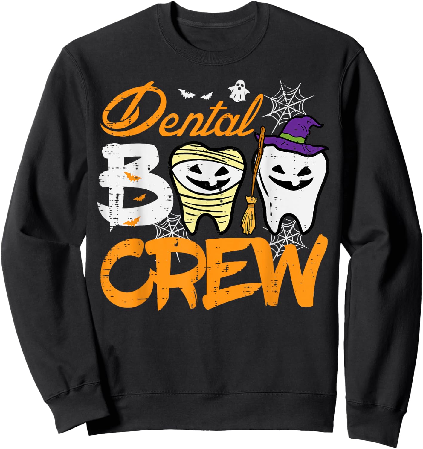 Halloween Dental Boo Crew Dentist Costume Teeth Women Men Sweatshirt - Sweatshirt | Black