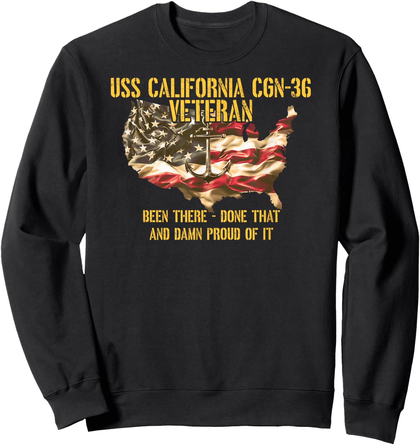 Vintage USS California CGN-36 Guided Missile Cruiser Veteran Sweatshirt - Sweatshirt | Black