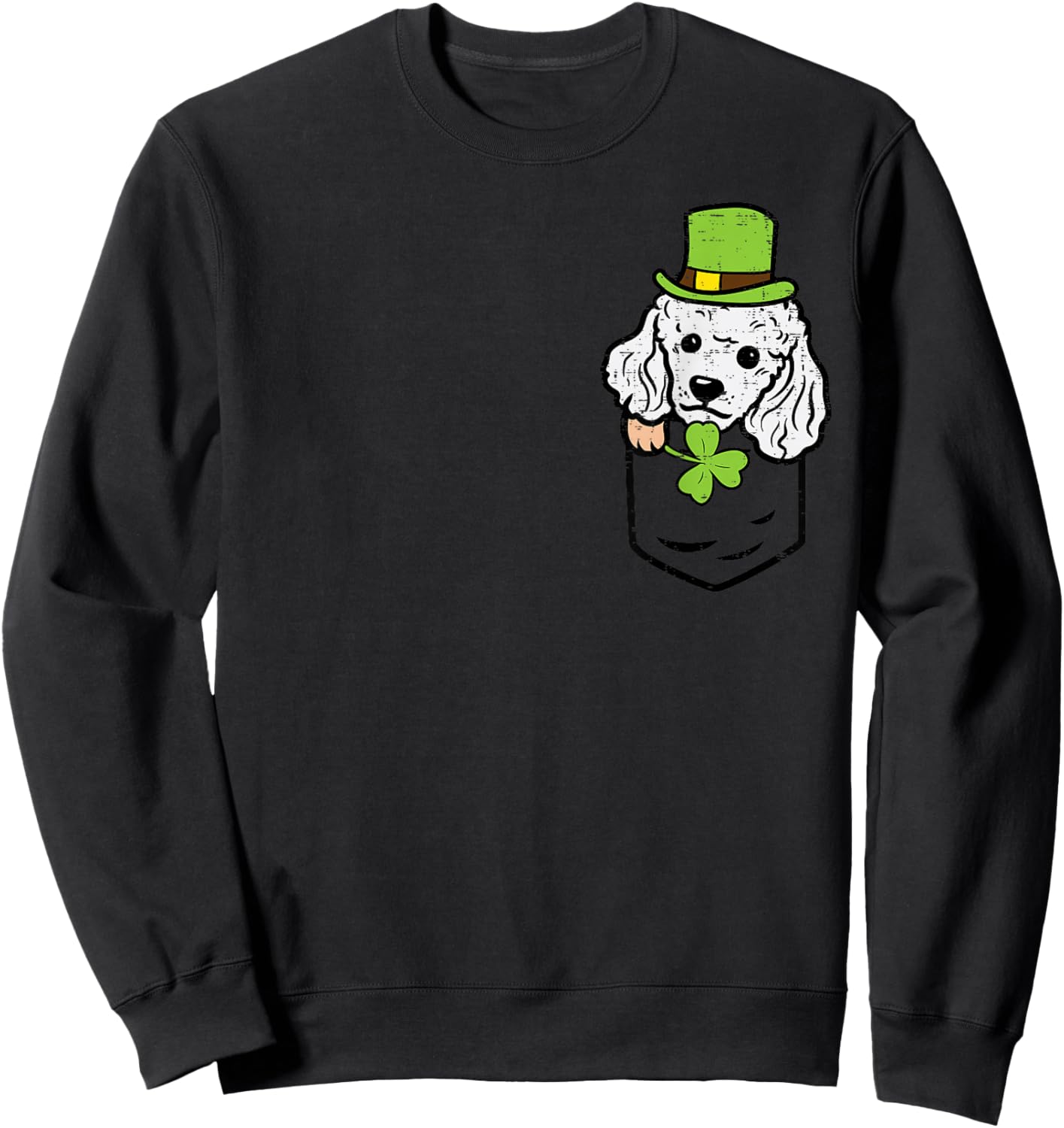 Irish Pocket Poodle Dog Saint Paddys St Patricks Day Women Sweatshirt - Sweatshirt | Black