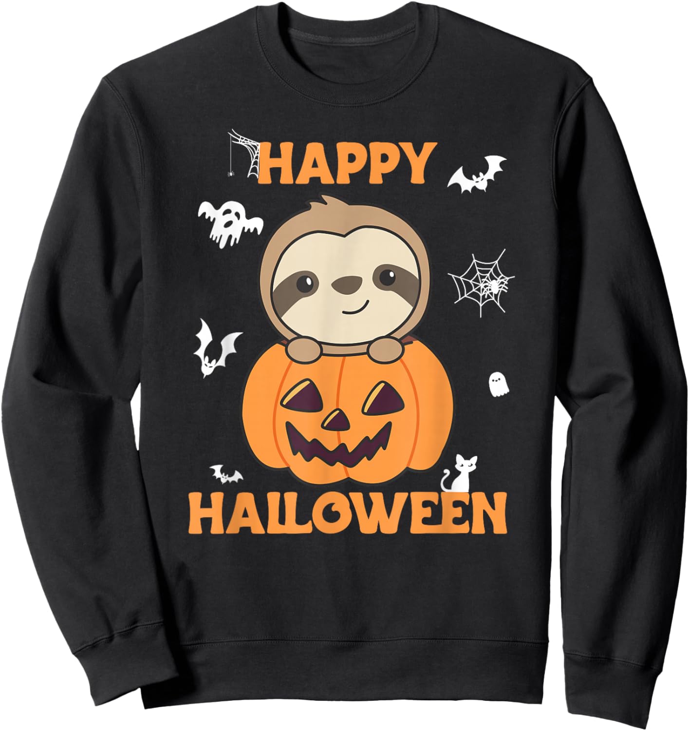 Sloth in Pumpkin Sloths Happy Halloween Sweatshirt - Sweatshirt | Black