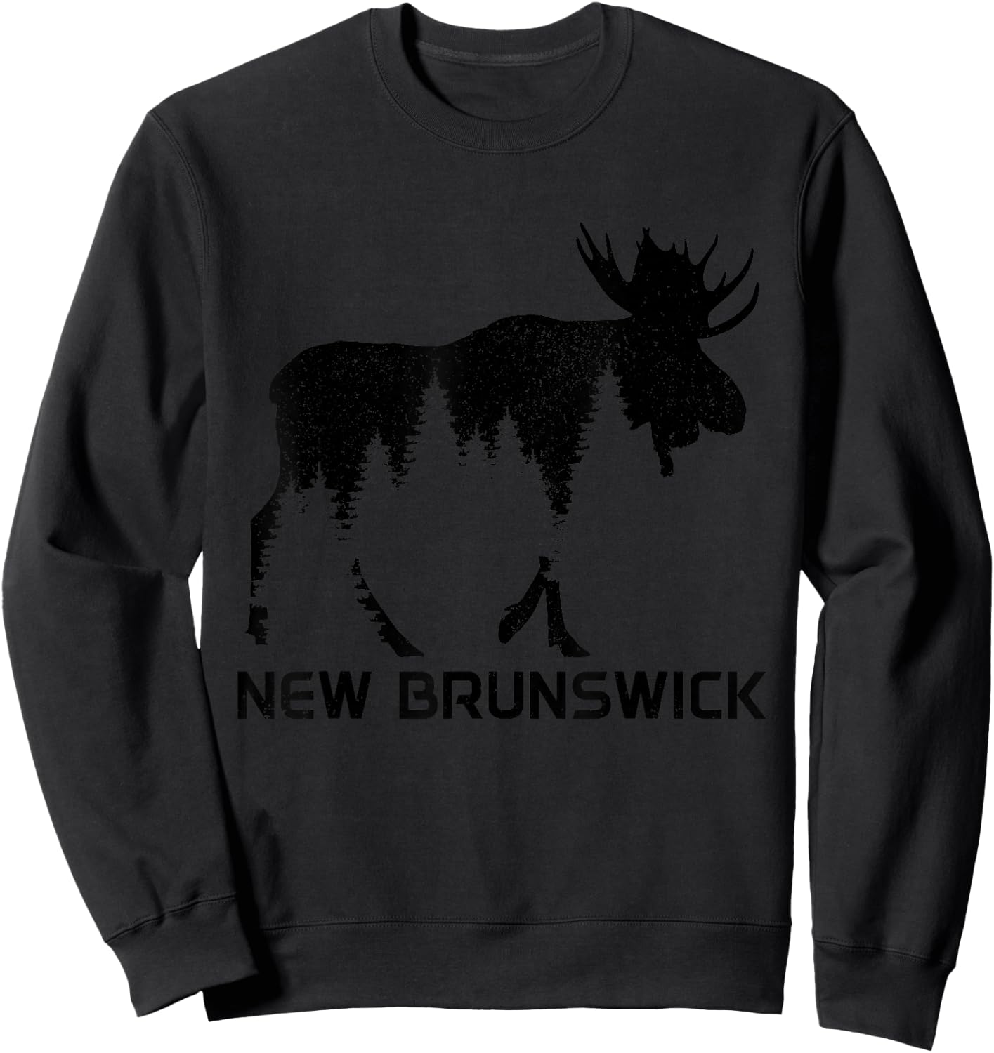 New Brunswick Canada Vintage Moose Souvenir Sweatshirt - Sweatshirt | Black