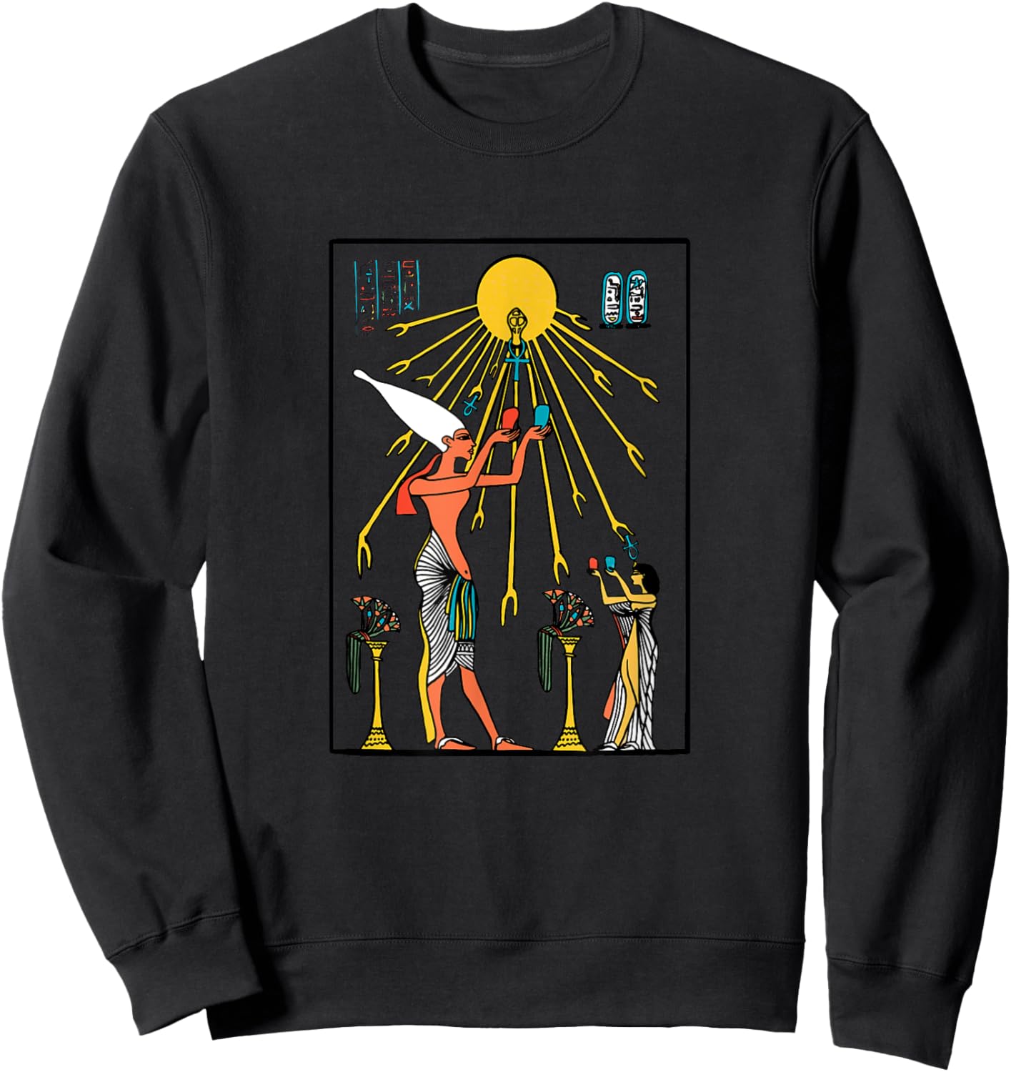 King of Egypt hieroglyph pyramids, priest Ra, Aten Sweatshirt - Sweatshirt | Black