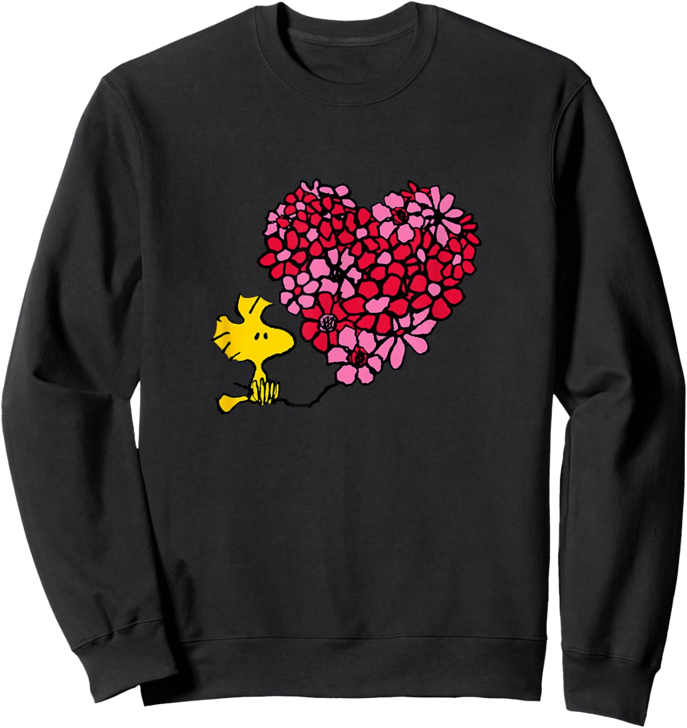 Peanuts - Valentines - Woodstock Floral Heart Sweatshirt - Sweatshirt | Black