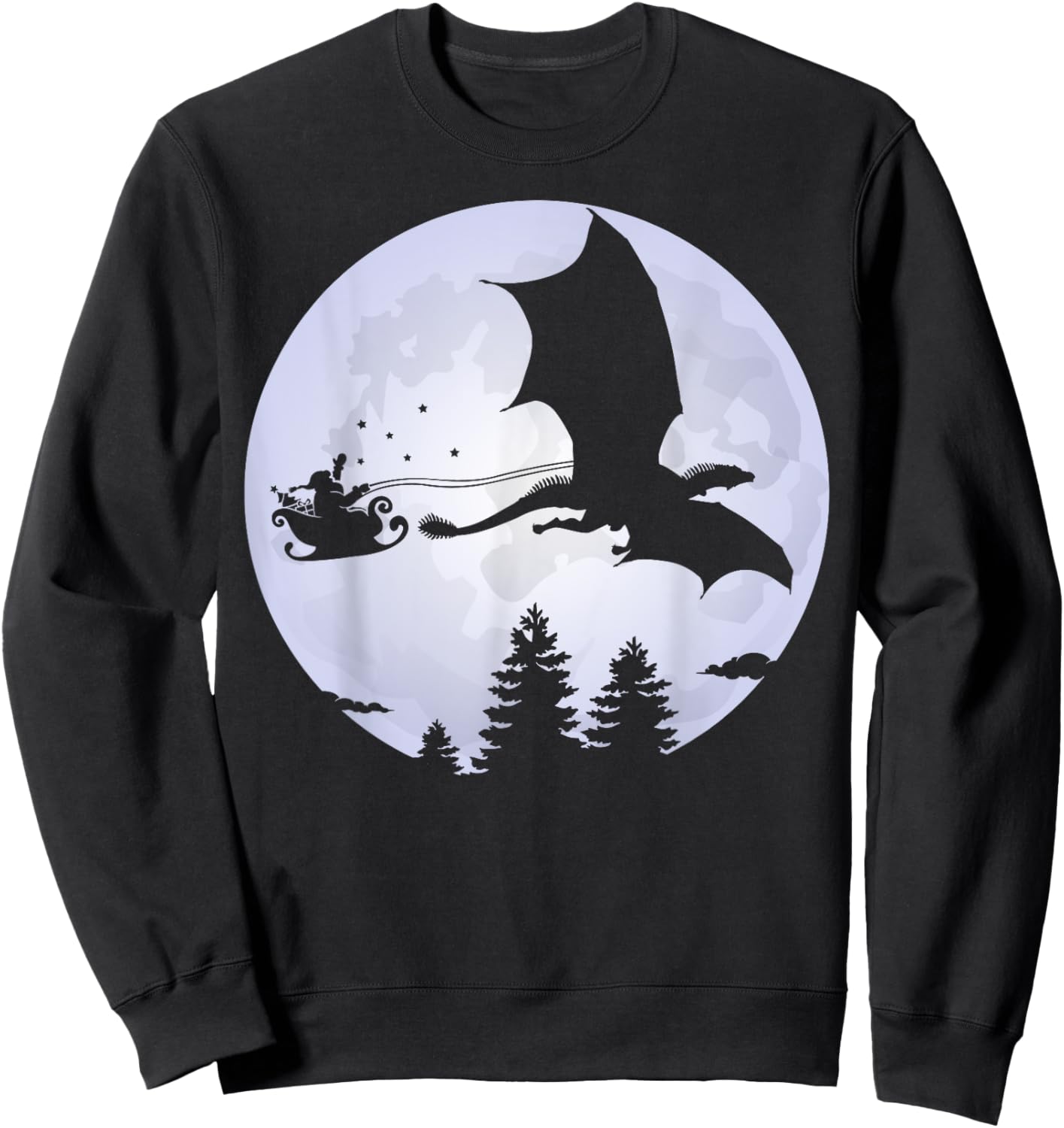 Santa Dragon Sleigh, Christmas Santa Dragon Full Moon Men's Sweatshirt - Sweatshirt | Black