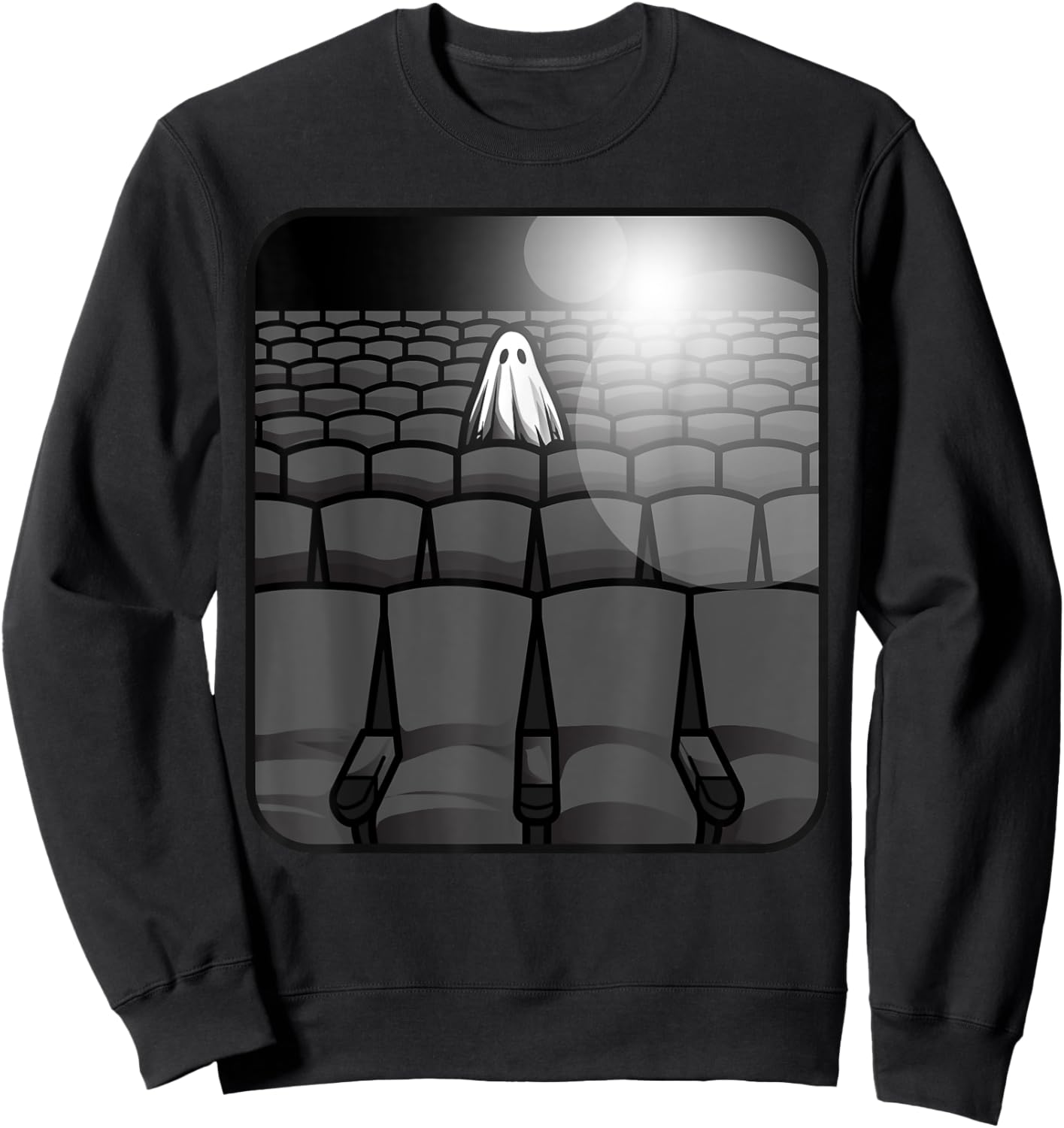 Sheet Ghost Haunted Movie Theater Sad Spooky Theatre Movies Sweatshirt - Sweatshirt | Black