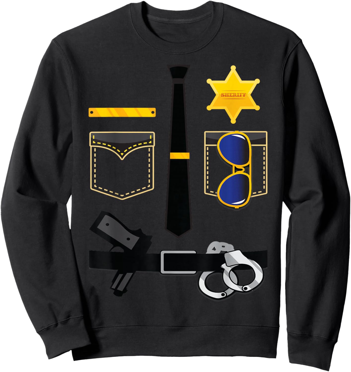 Police Sheriff Uniform Funny Halloween Costume Kids Boys Men Sweatshirt - Sweatshirt | Black