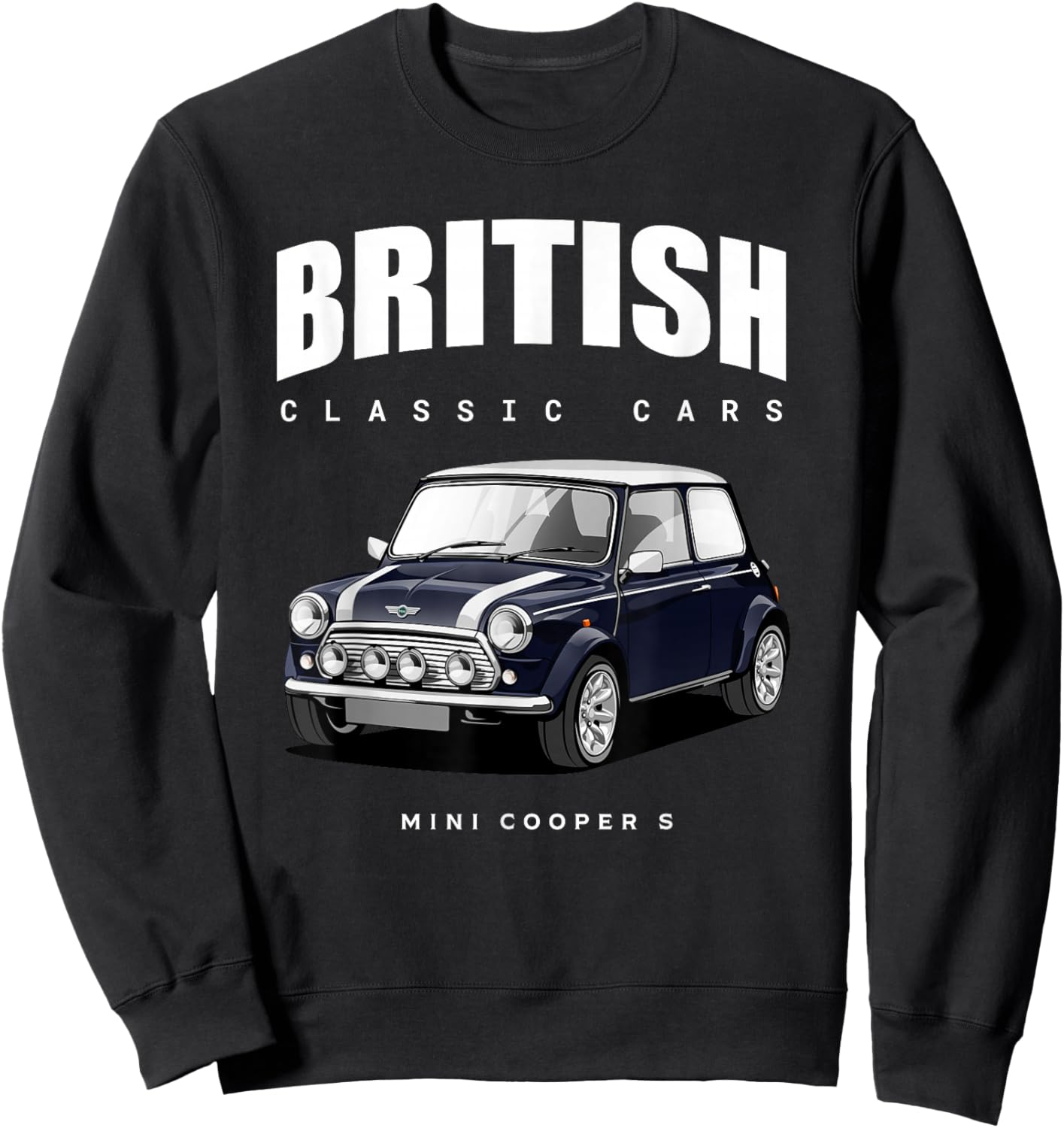 British Classic Car Dark Blue Mini Sports car Sweatshirt - Sweatshirt | Black