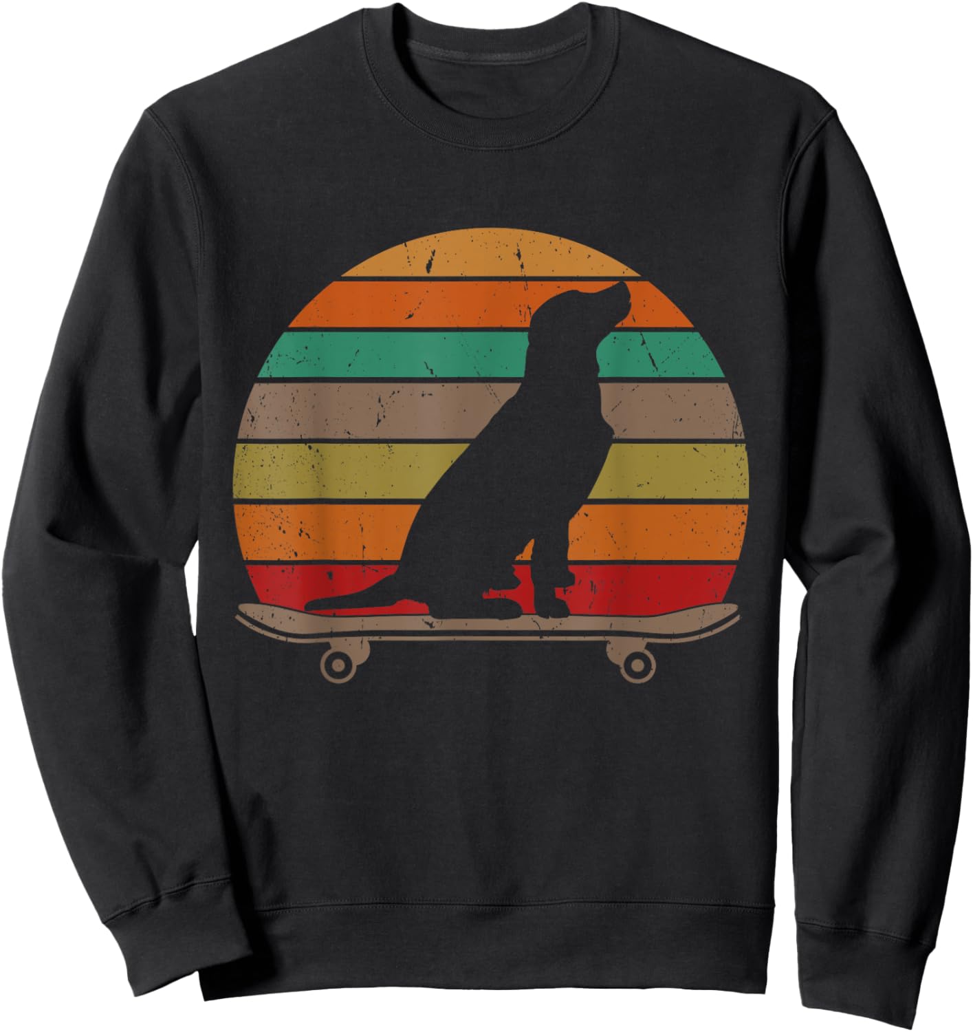 Labrador Retriever Dog on Skateboard Funny Skateboarding Women Kids Sweatshirt - Sweatshirt | Black