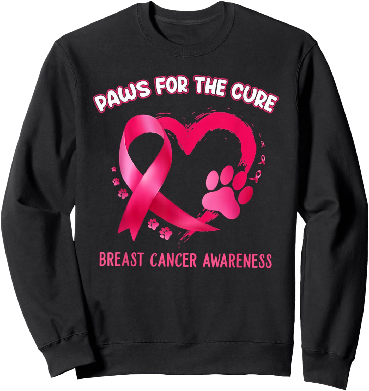 Paws for the cure breast cancer awareness Sweatshirt - Sweatshirt | Black