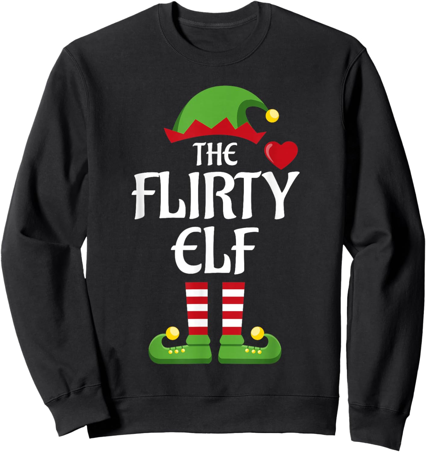 Flirty Elf Family Matching Group Christmas Sweatshirt - Sweatshirt | Black