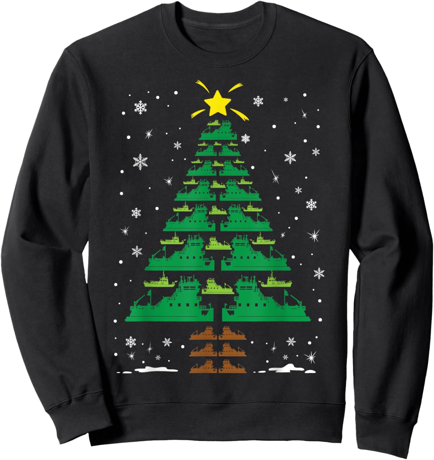 Towboater Towboat Crew Holiday Group Matching Christmas Tree Sweatshirt - Sweatshirt | Black