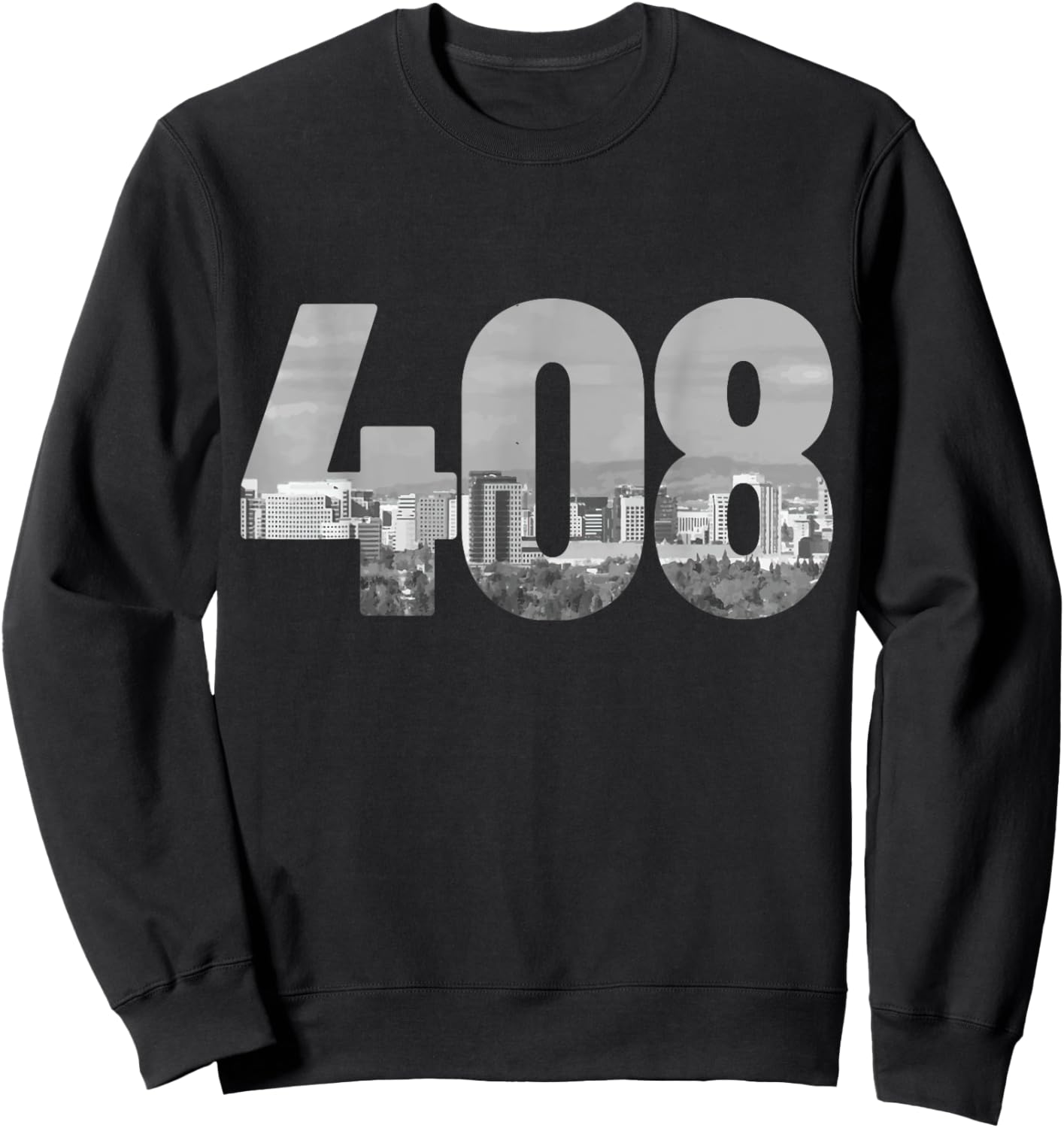 San Jose 408 Area Code Vintage Skyline California Sweatshirt - Sweatshirt | Black