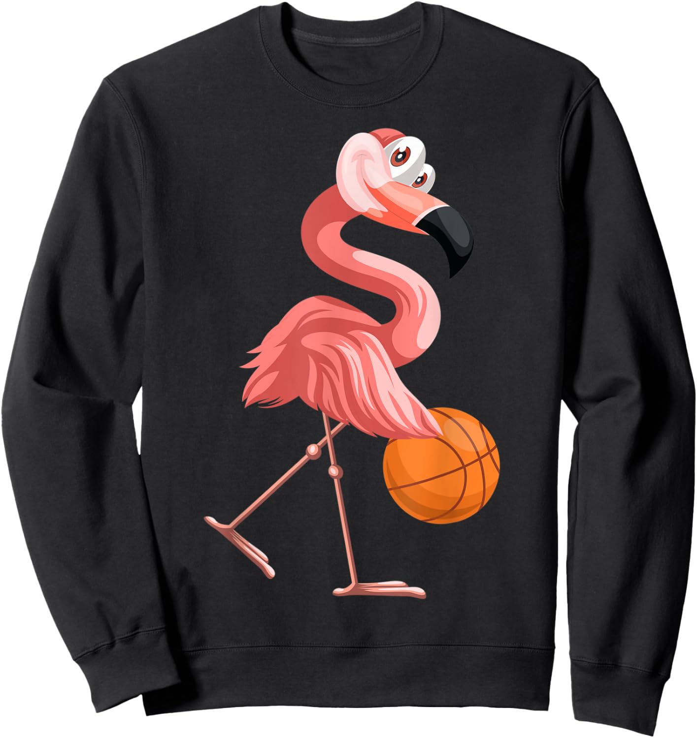 Funny Flamingo Playing Basketball Flamingo Basketball Sweatshirt - Sweatshirt | Black