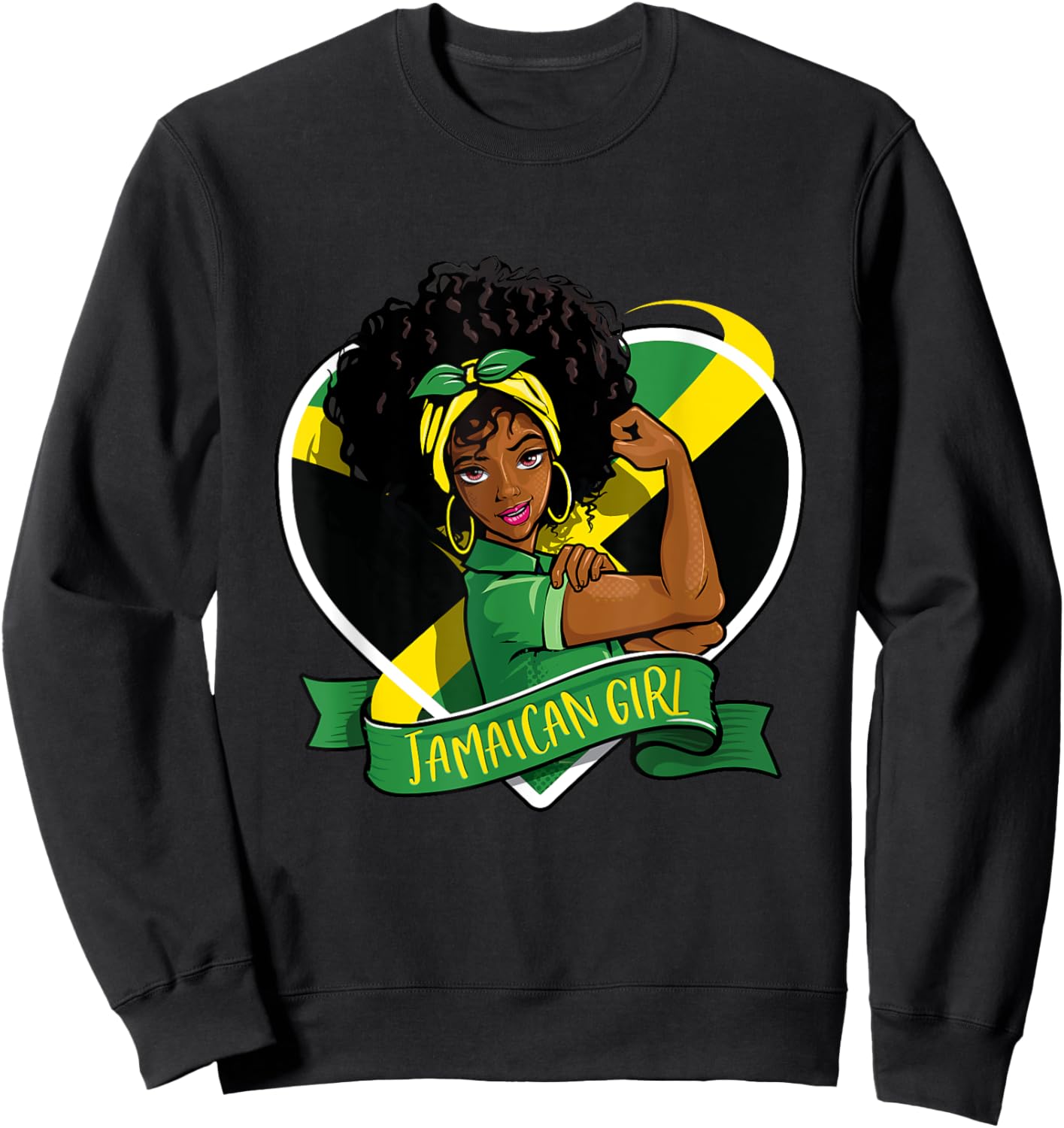 Jamaican Girl Black Melanin Jamaican Flag Jamaica Girl Sweatshirt - Sweatshirt | Black