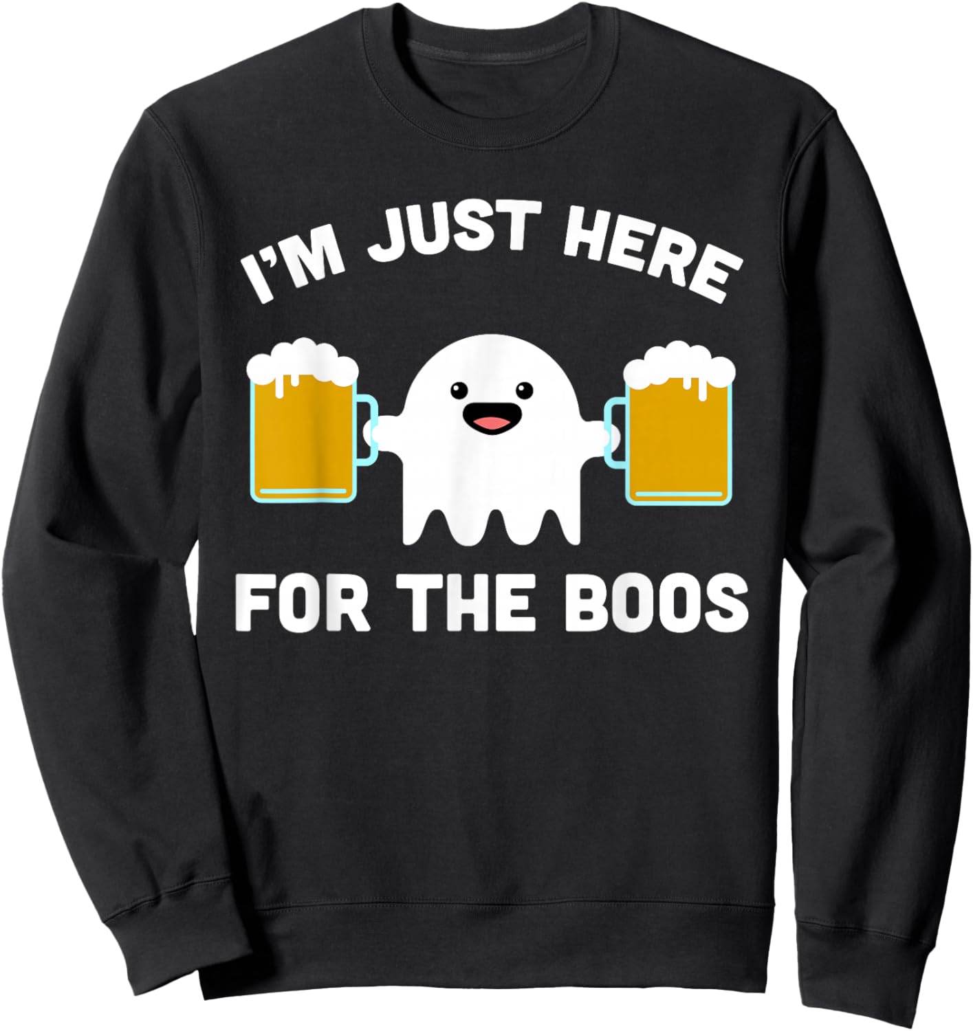 Bartender Halloween Costume Funny Ghost Here For The Boos Sweatshirt - Sweatshirt | Black