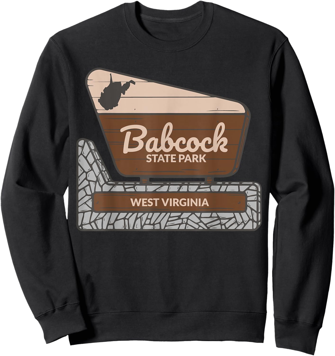 Babcock State Park West Virginia Welcome Sign Souvenir Sweatshirt - Sweatshirt | Black
