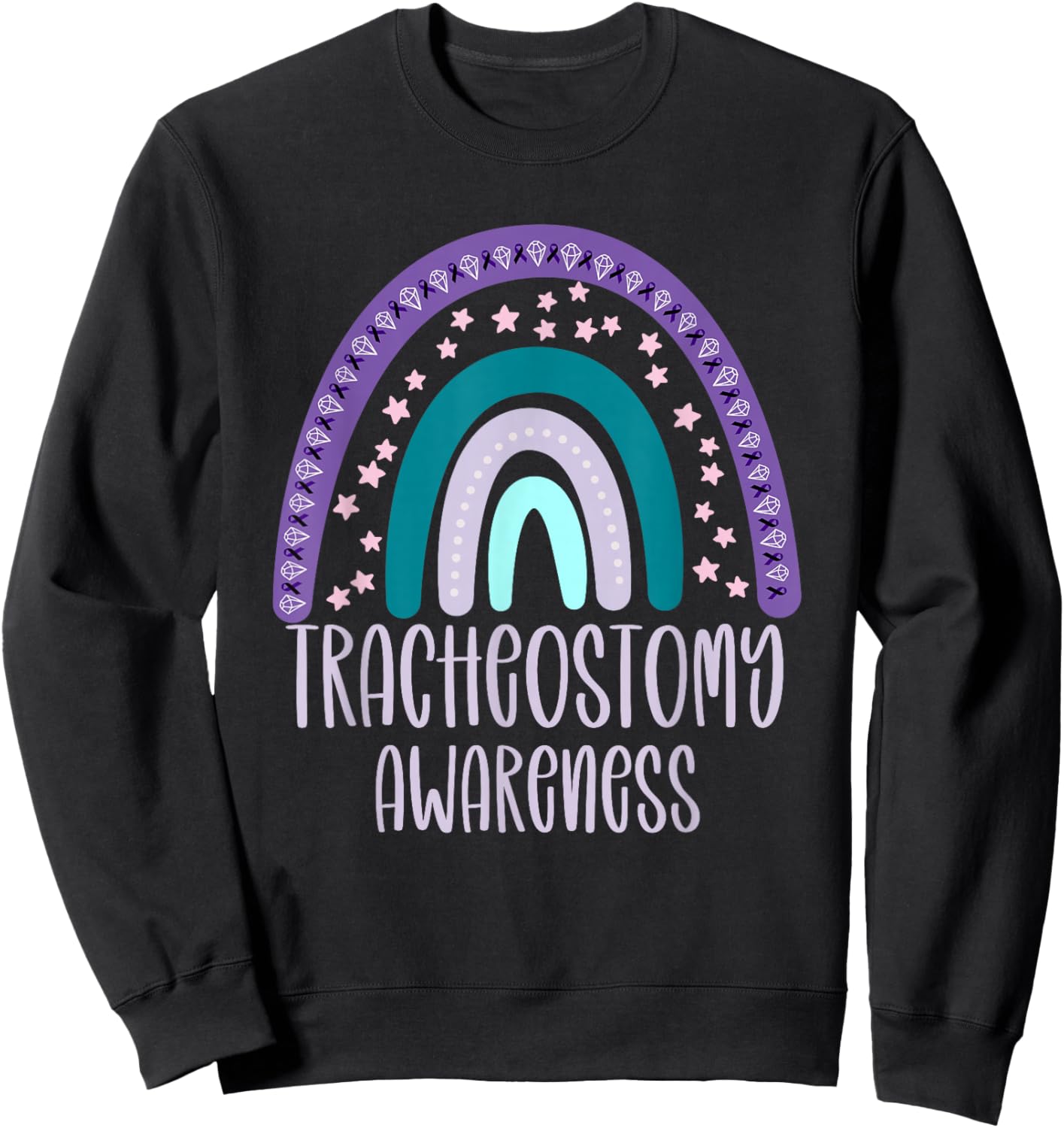 Tracheostomy Awareness Trach Awareness Rainbow Sweatshirt - Sweatshirt | Black