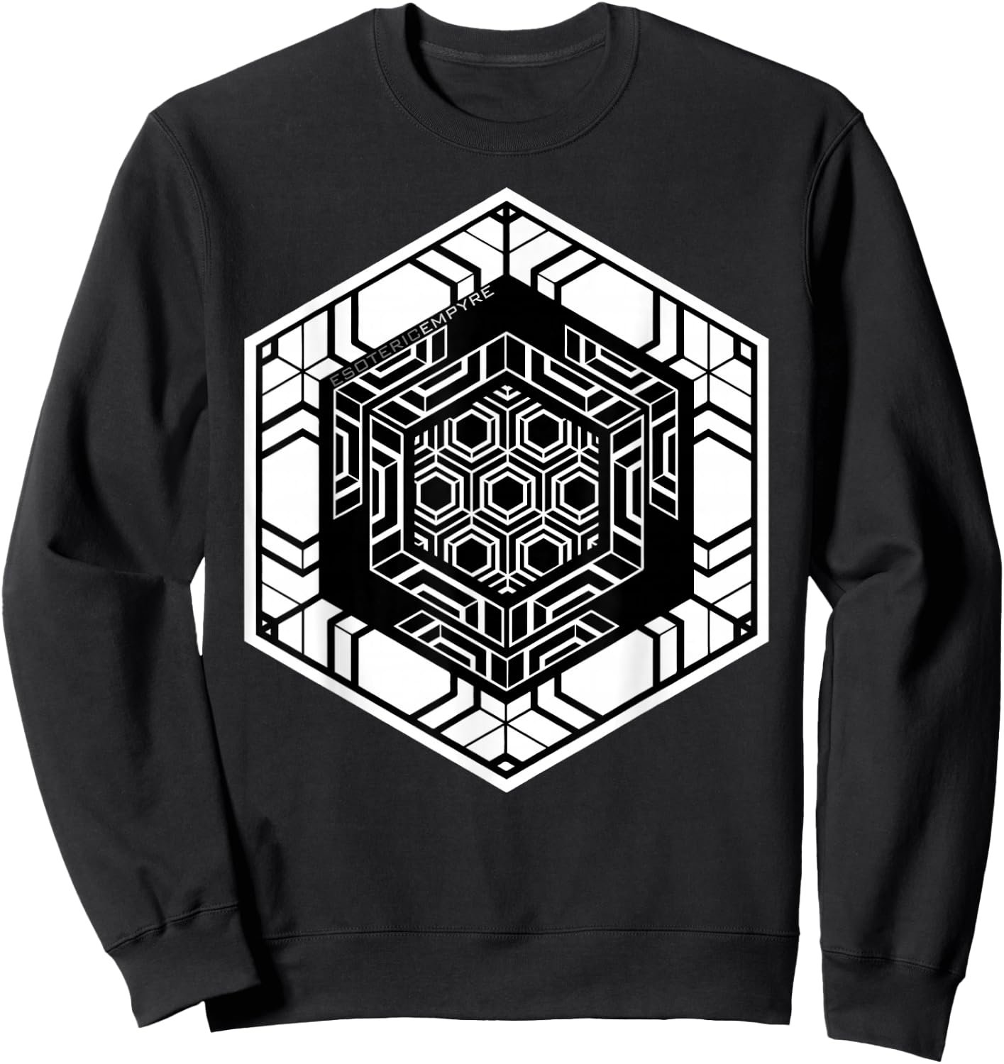 Sacred Geometry Hexagon Geometric Pattern Sweatshirt - Sweatshirt | Black