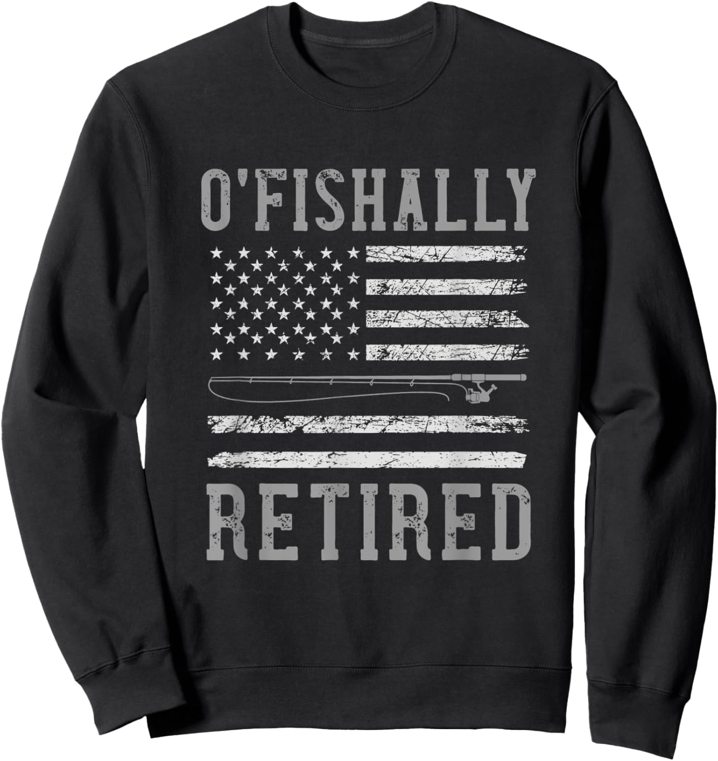 Retired Corrections Officer Fishing Retirement USA Flag Sweatshirt - Sweatshirt | Black