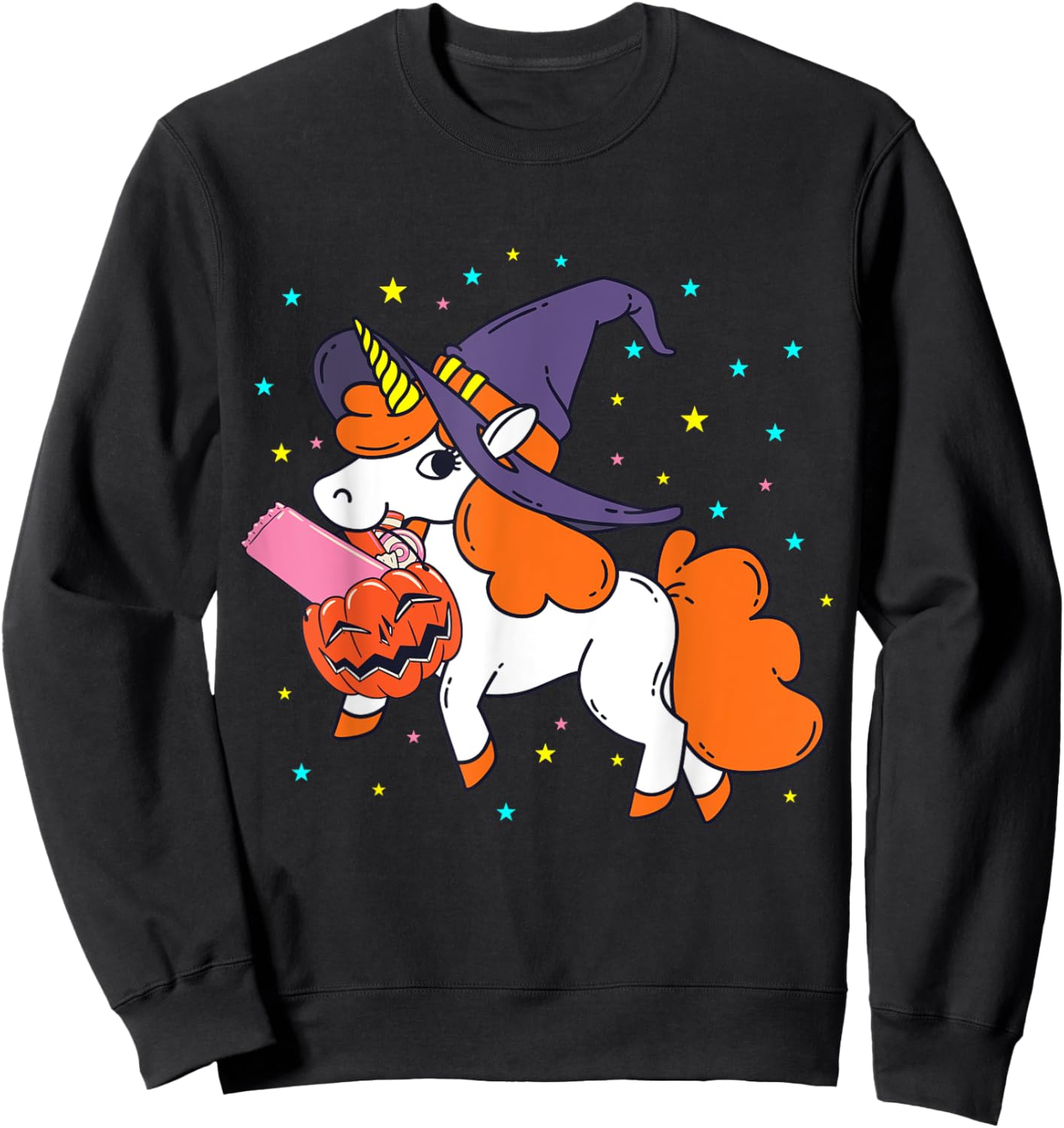 Halloween Unicorn Girls Women Witchy Unicorn Halloween Sweatshirt - Sweatshirt | Black