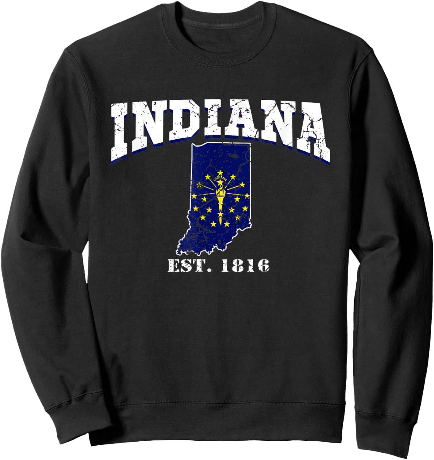 Indiana Est. 1816 State Flag Map History USA America Sweatshirt - Sweatshirt | Black