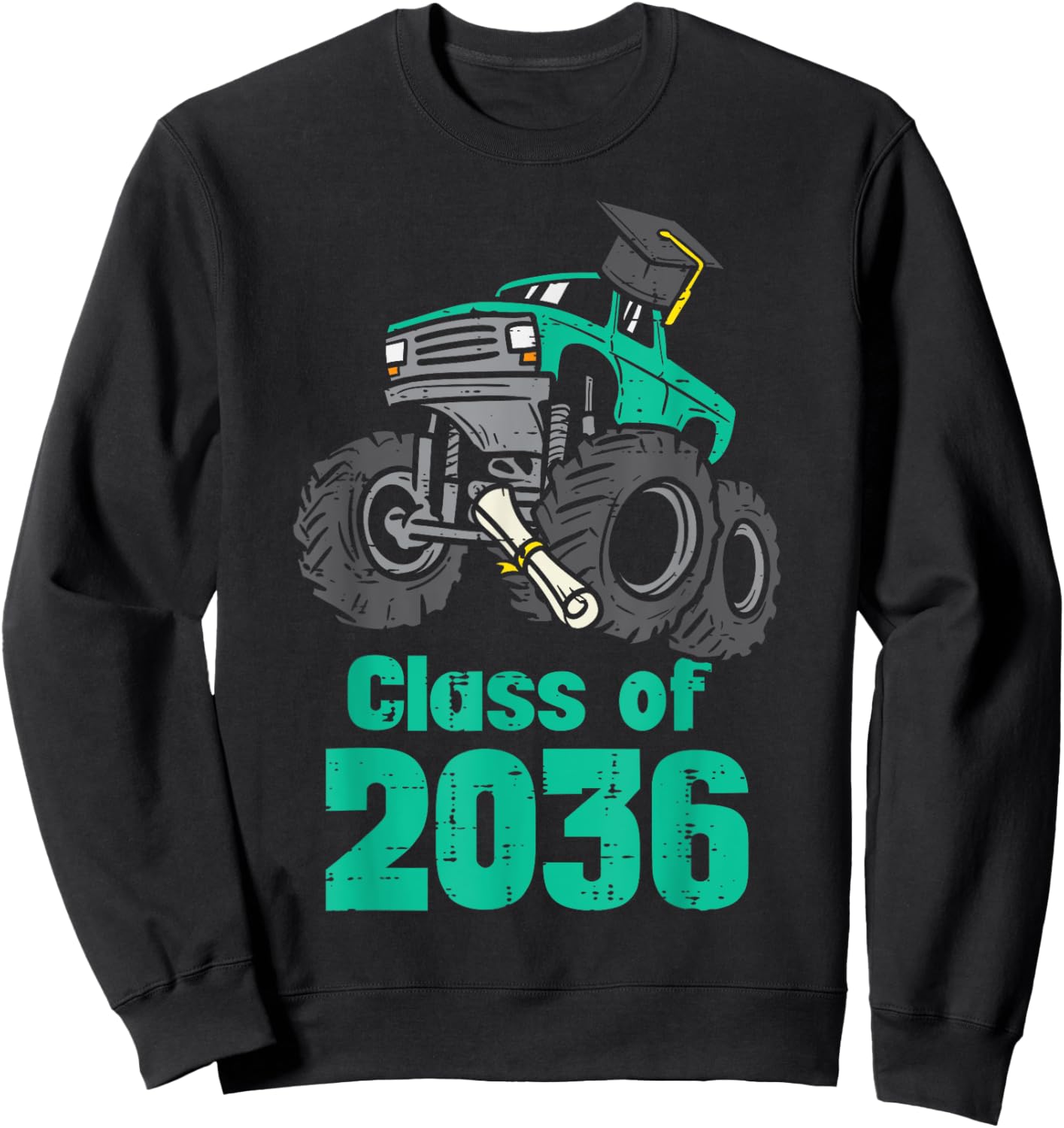 Class Of 2036 Monster Truck First Last Day Grow With Me Boys Sweatshirt - Sweatshirt | Black