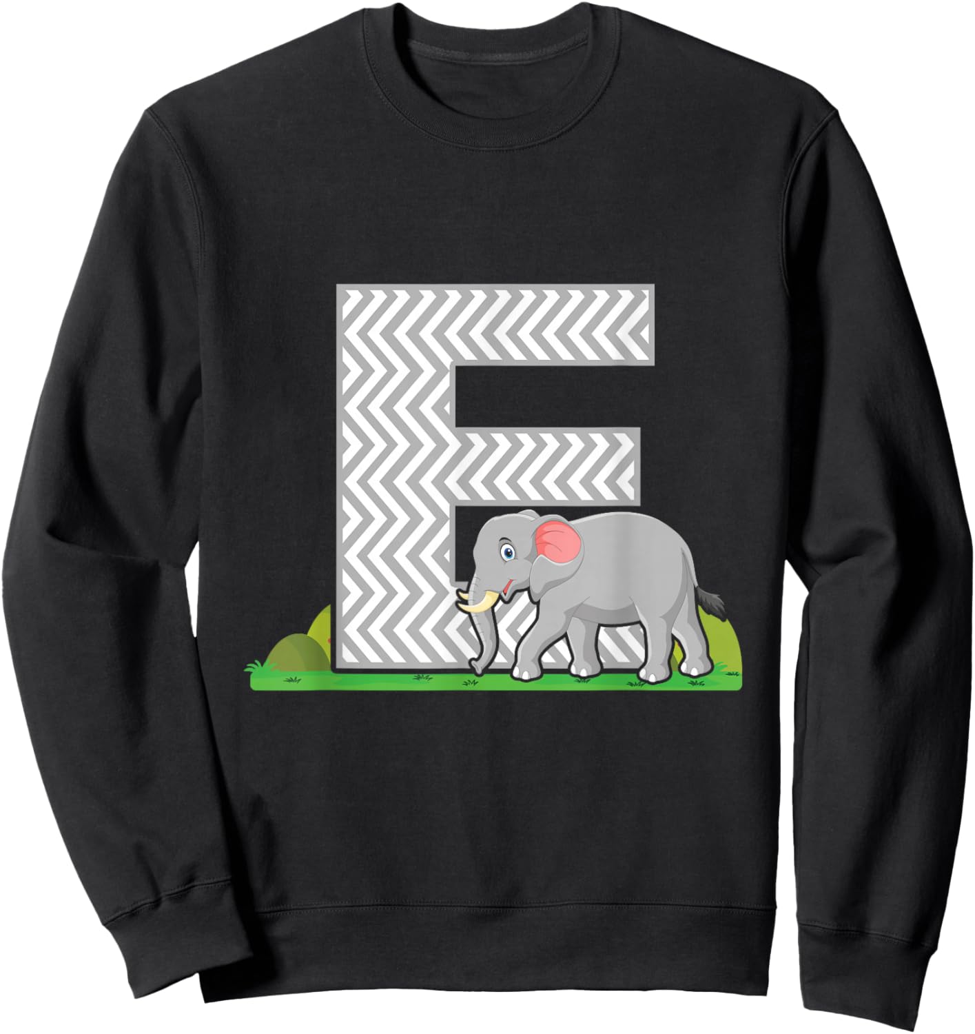 Letter E Elephant Alphabet Last Name Vowel Initials Animals Sweatshirt - Sweatshirt | Black