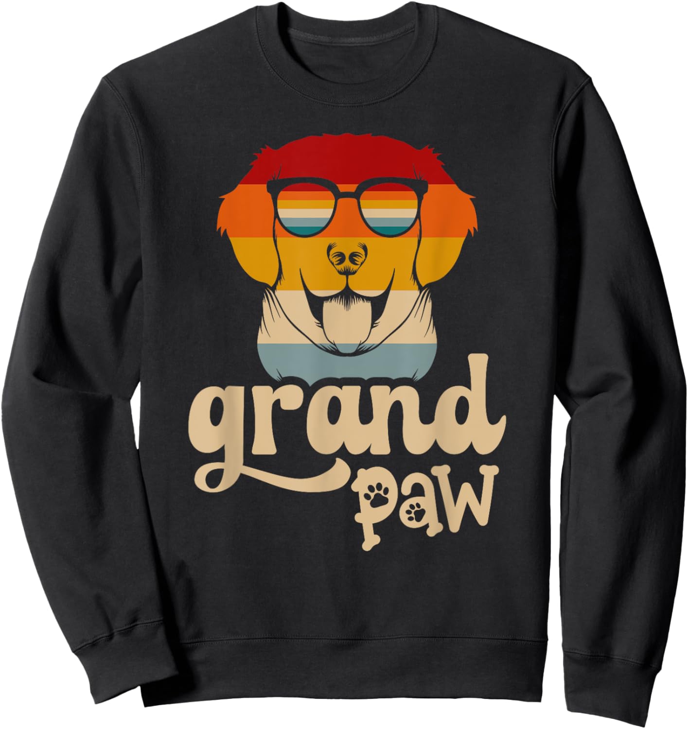 Grandpaw Grand paw Retriever Grandpa Funny Vintage Dog Lover Sweatshirt - Sweatshirt | Black