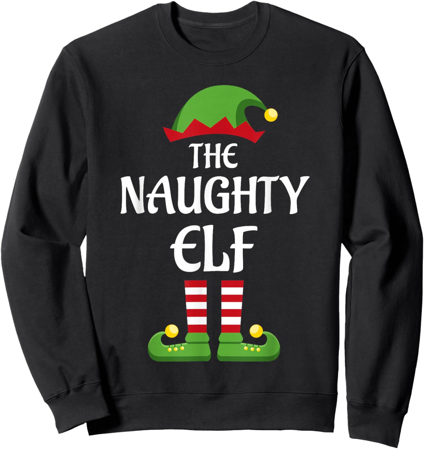 Naughty Elf Family Matching Group Christmas Sweatshirt - Sweatshirt | Black
