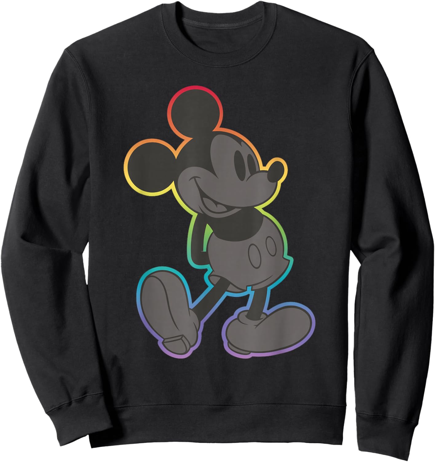 Disney Mickey and Friends Mickey Mouse Rainbow Outline Sweatshirt - Sweatshirt | Black