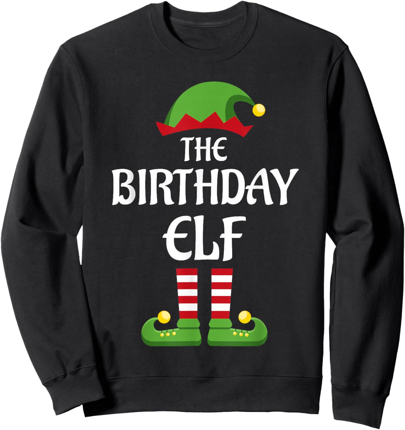 Birthday Elf Family Matching Group Christmas Sweatshirt - Sweatshirt | Black
