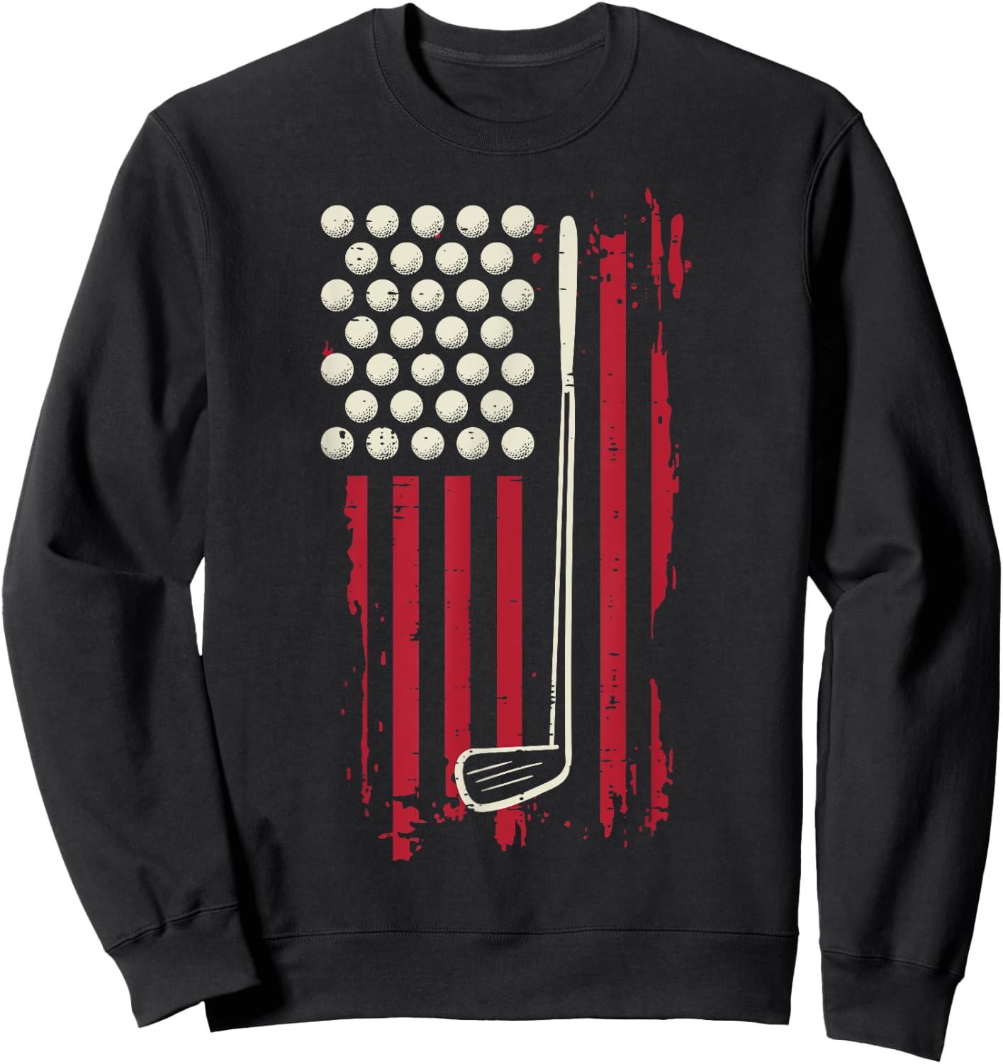 Golf American Flag USA Patriotic Men Women Kids Sweatshirt - Sweatshirt | Black