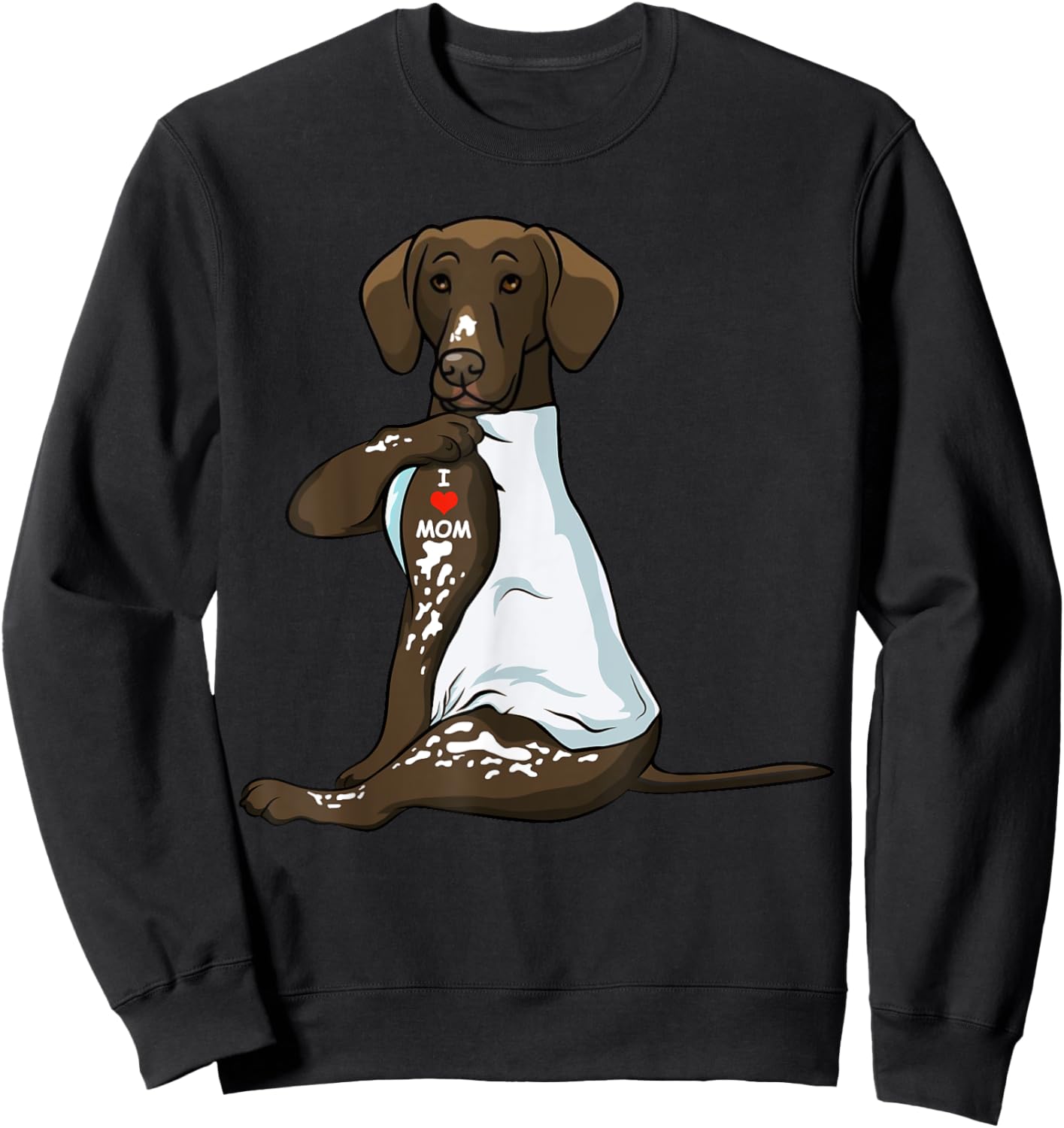 I Love Mom Tattoo German Shorthaired Pointer Mom Dog Women Sweatshirt - Sweatshirt | Black
