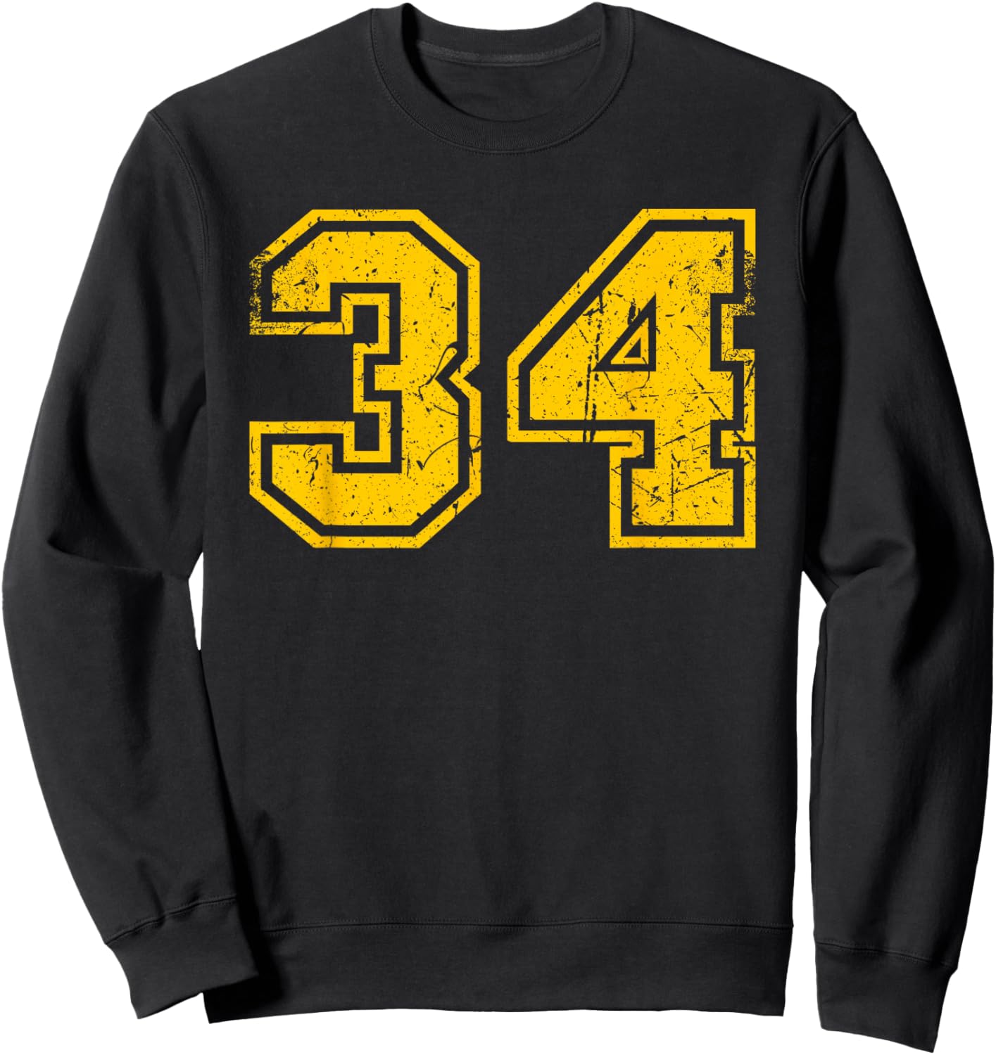 Vintage #34 Sport Yellow Uni Number Sweatshirt - Sweatshirt | Black