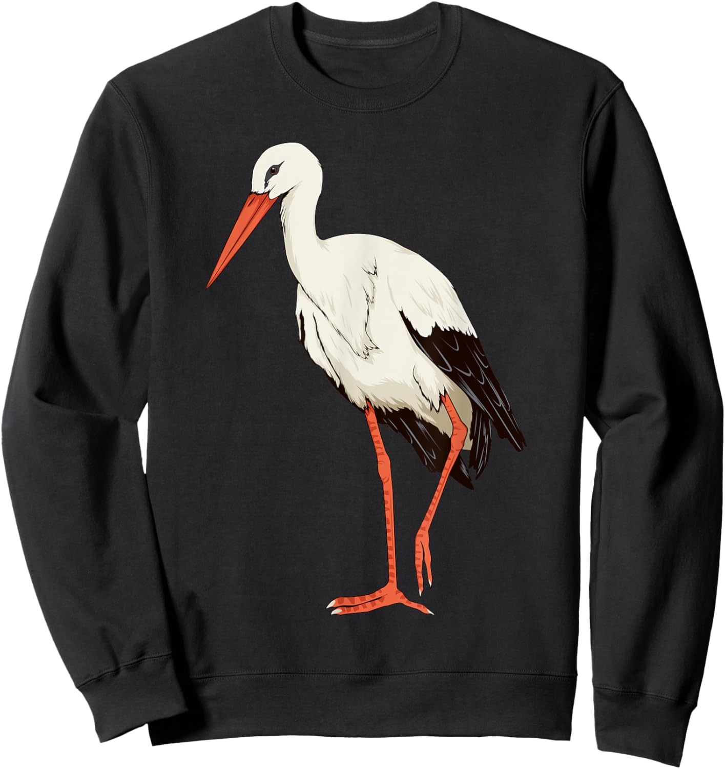 Stork Baby Art Design Illustration Bird Stork Sweatshirt - Sweatshirt | Black