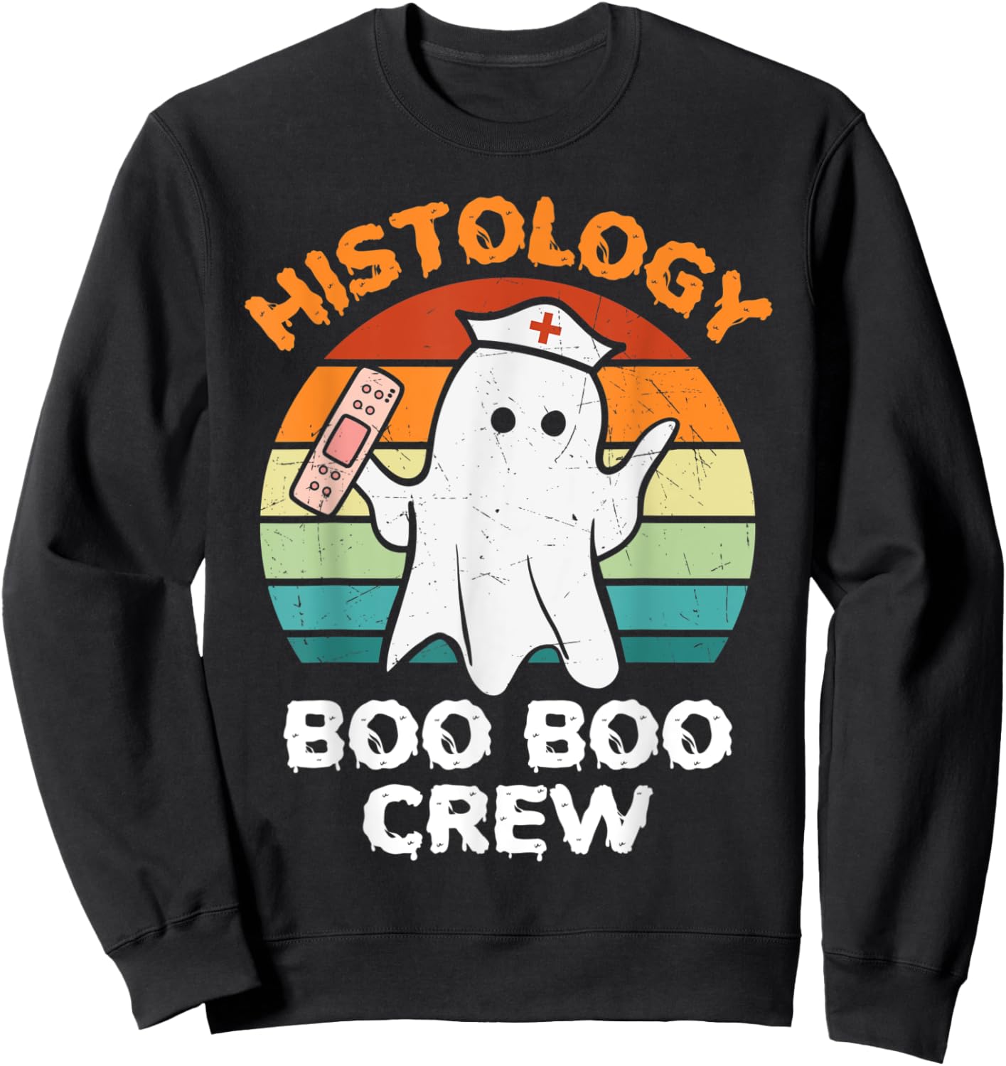 Histology Boo Crew Halloween Ghost Costume Matching Sweatshirt - Sweatshirt | Black