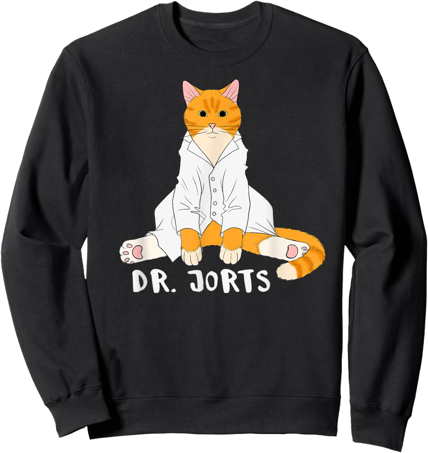 Dr. Jorts the Cat I like Jorts Funny Orange Tabby Cat Women Kids Sweatshirt - Sweatshirt | Black