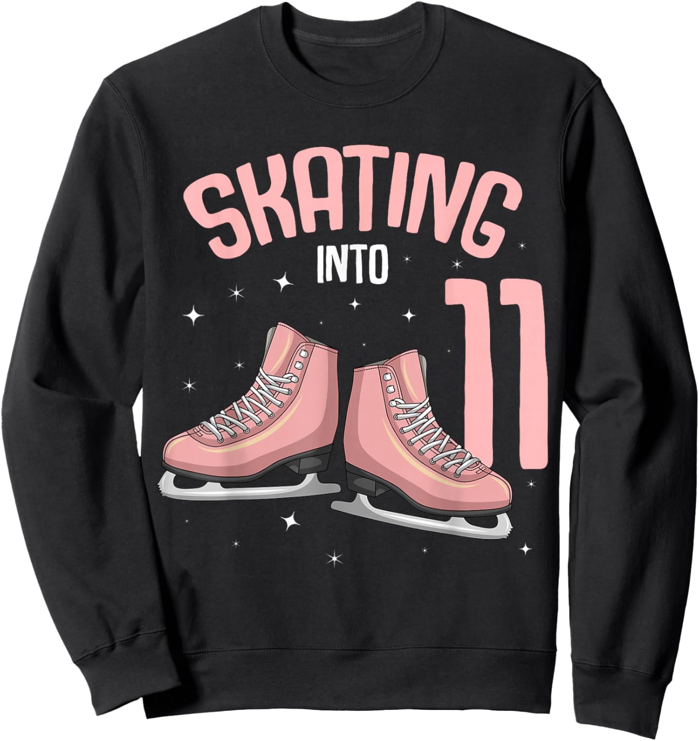 Ice Skating 11th Birthday Girl 11 Years Sweatshirt - Sweatshirt | Black