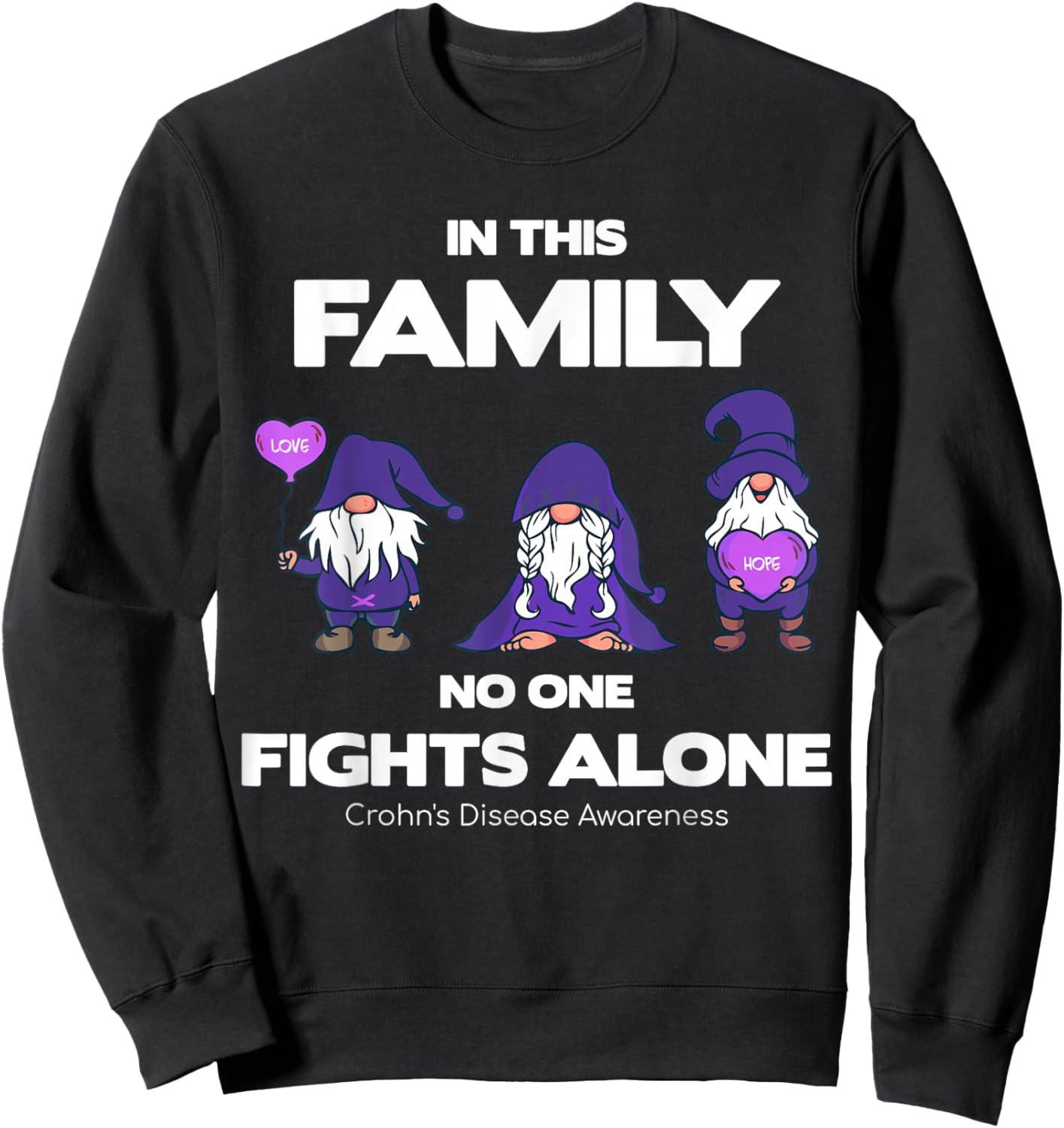 Crohn's Disease Awareness - Purple Warrior Fight Support Sweatshirt - Sweatshirt | Black