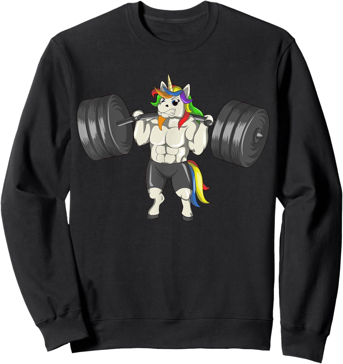 Unicorn Weightlifting Deadlift Funny Workout Fitness Gym Sweatshirt - Sweatshirt | Black