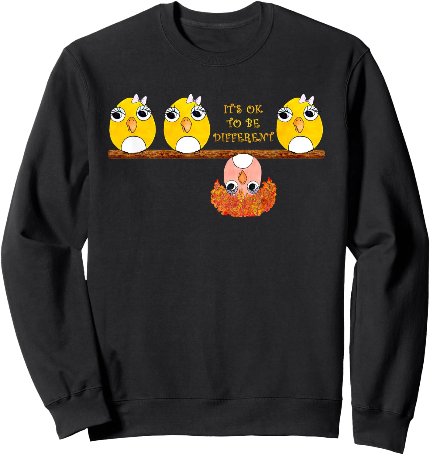It's OK To Be Different Birds on Branch Positive Girls Top Sweatshirt - Sweatshirt | Black