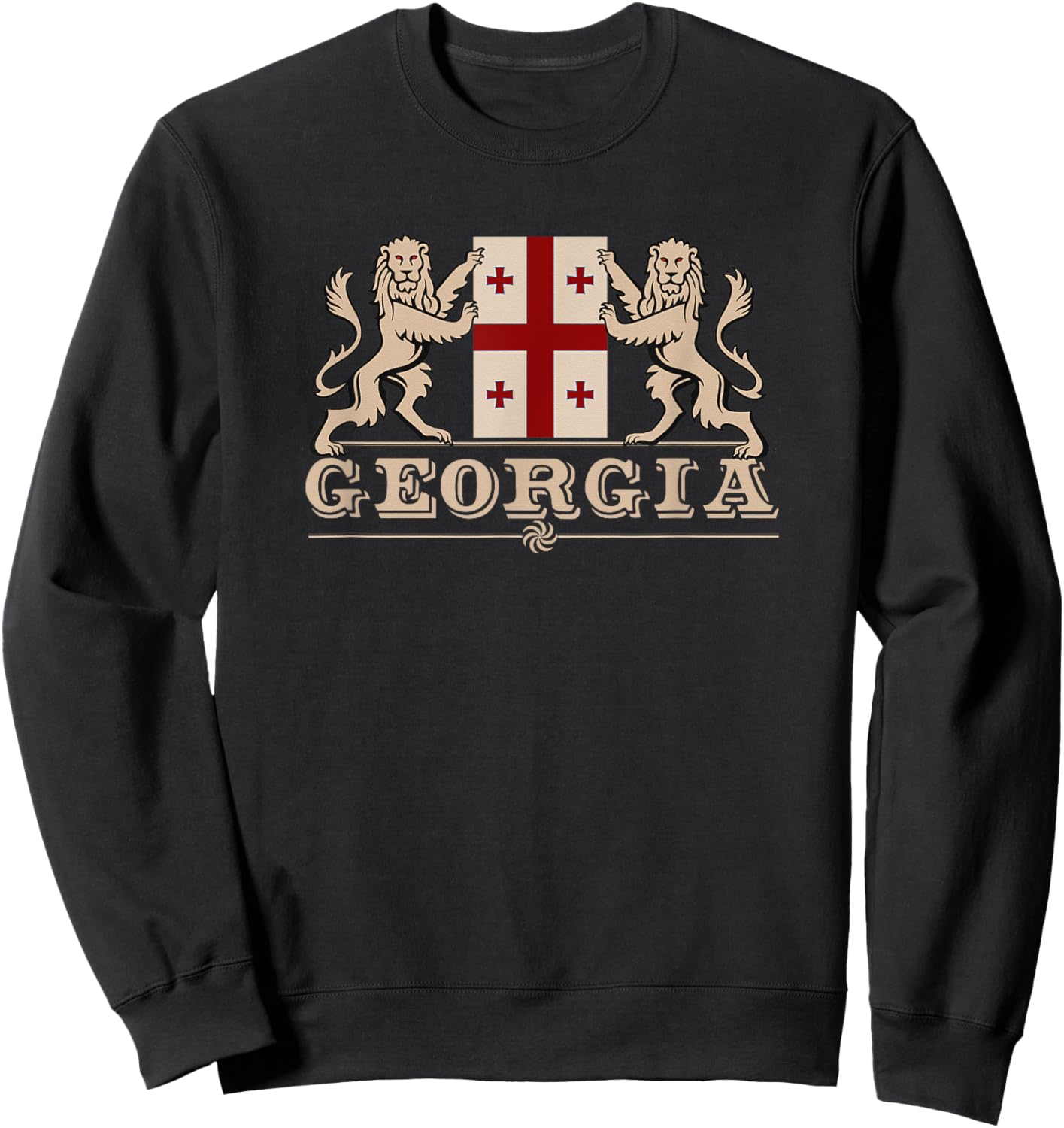 Georgia's Pride, Georgian Flag Sweatshirt - Sweatshirt | Black