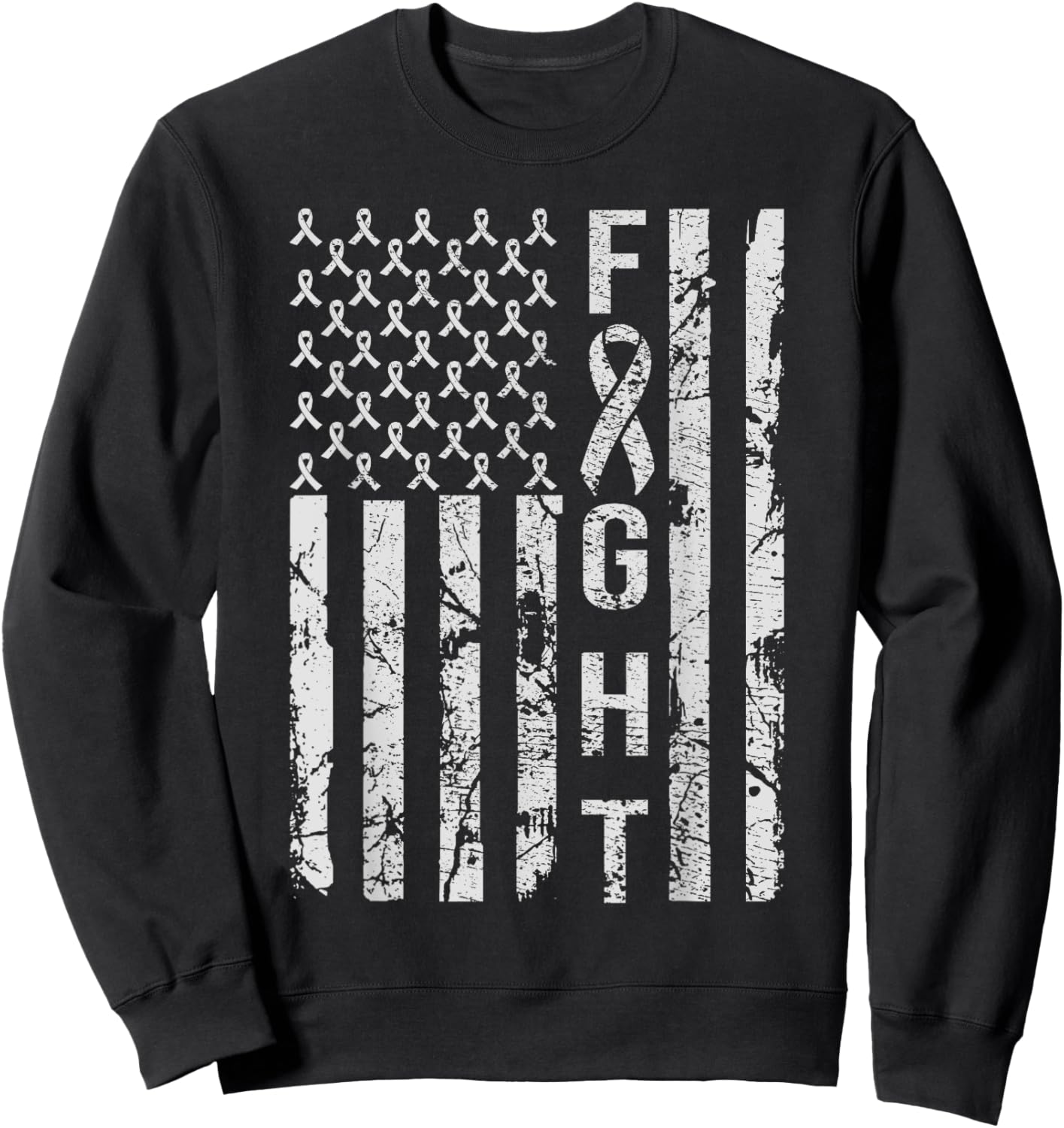 American Flag Distressed Lung Cancer Awareness Men Sweatshirt - Sweatshirt | Black