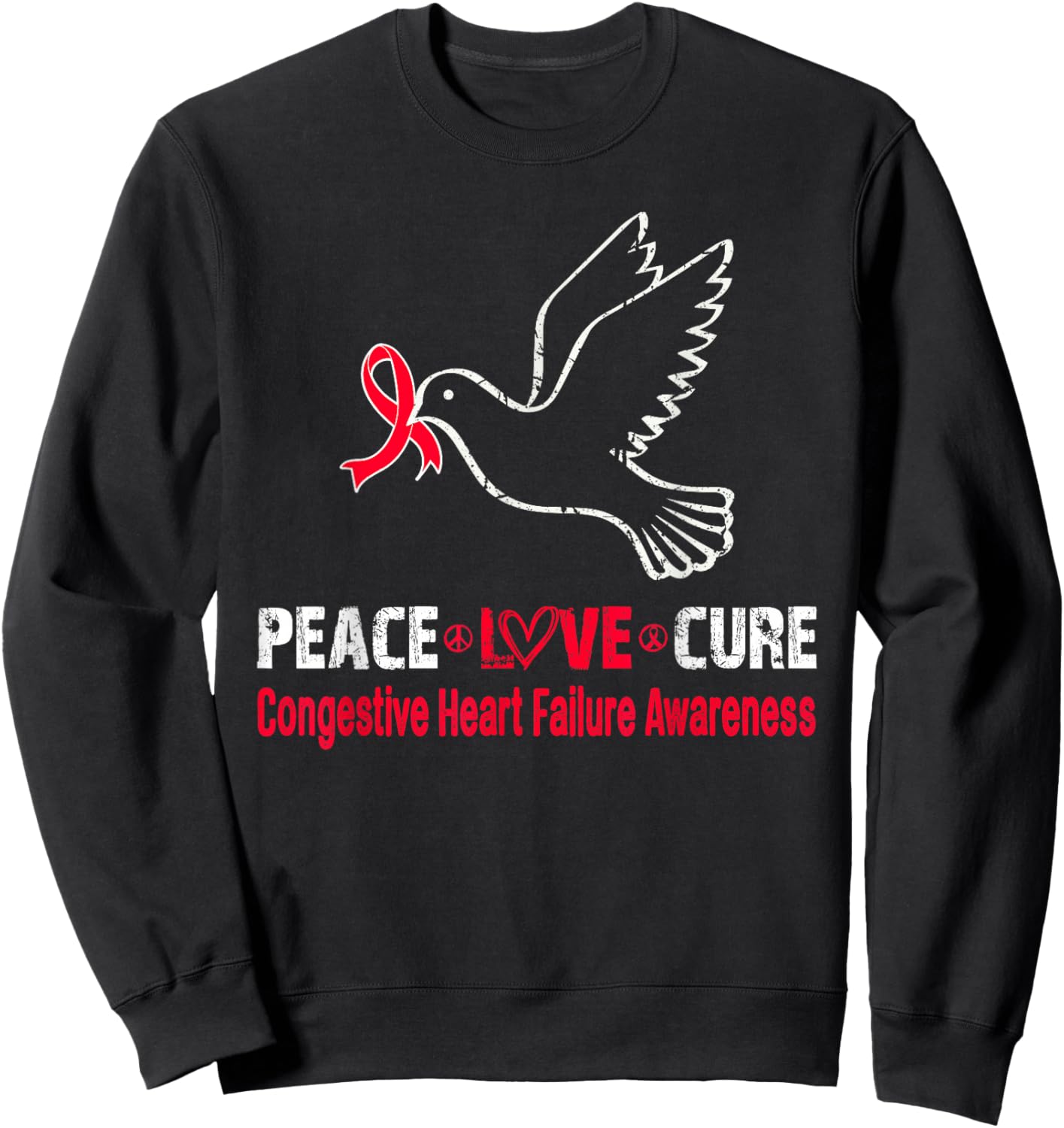 Peace Love Cure Congestive Heart Failure Awareness Sweatshirt - Sweatshirt | Black