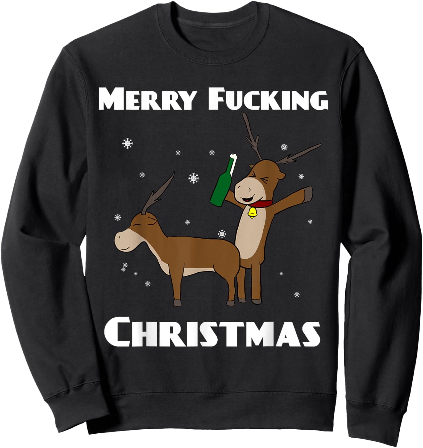 Merry Fucking Christmas Reindeer Sweatshirt - Sweatshirt | Black