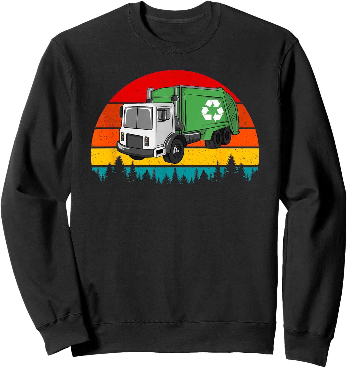 Retro Recycling Garbage Truck Waste Management Sweatshirt - Sweatshirt | Black