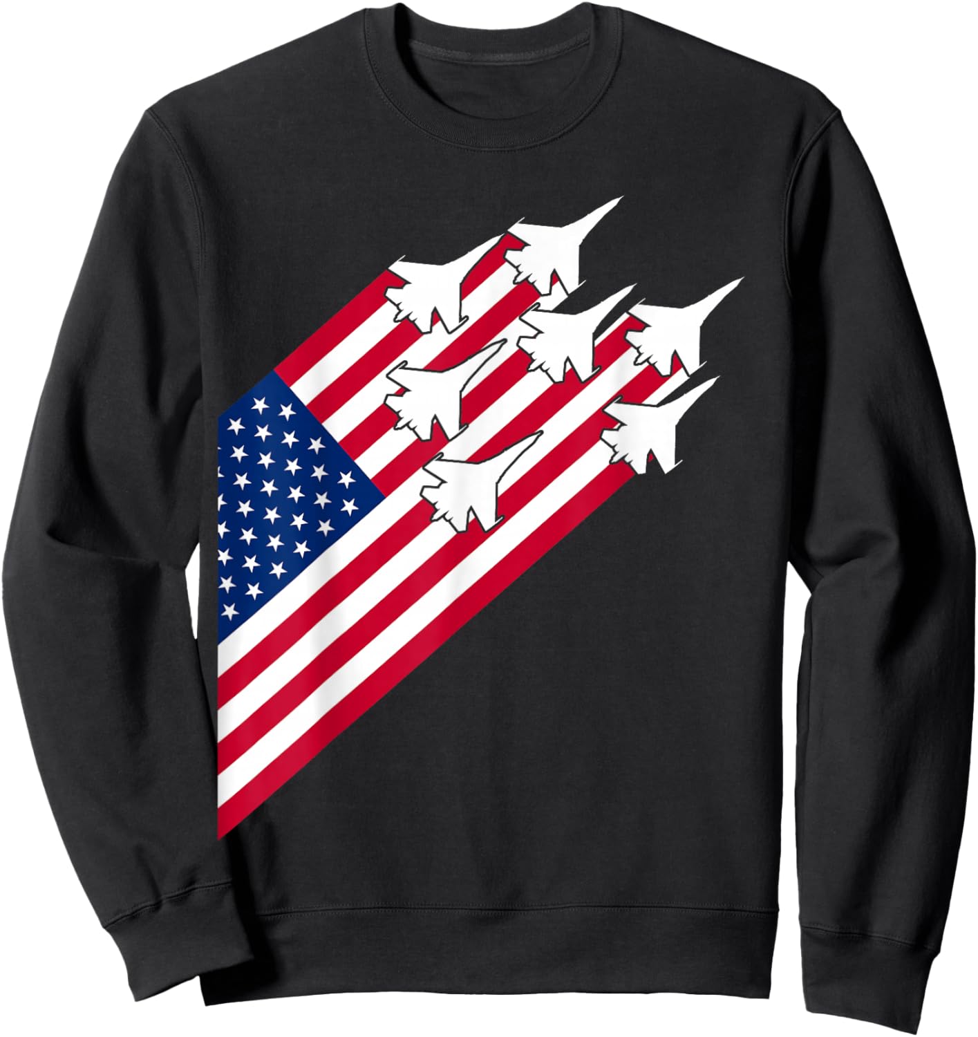 Fighter Jets USA Flag 4th of July Fighter Jet Flag Sweatshirt - Sweatshirt | Black