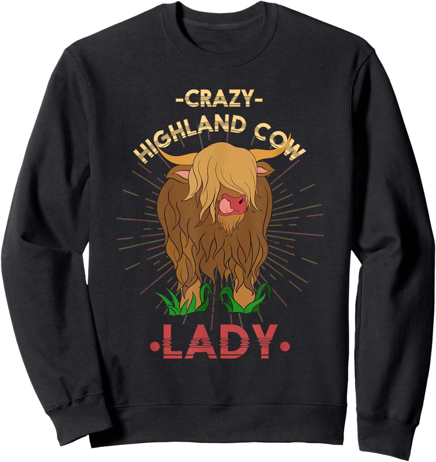 Crazy Highland Cow Lady Funny Farmer Women Highland Cow Sweatshirt - Sweatshirt | Black