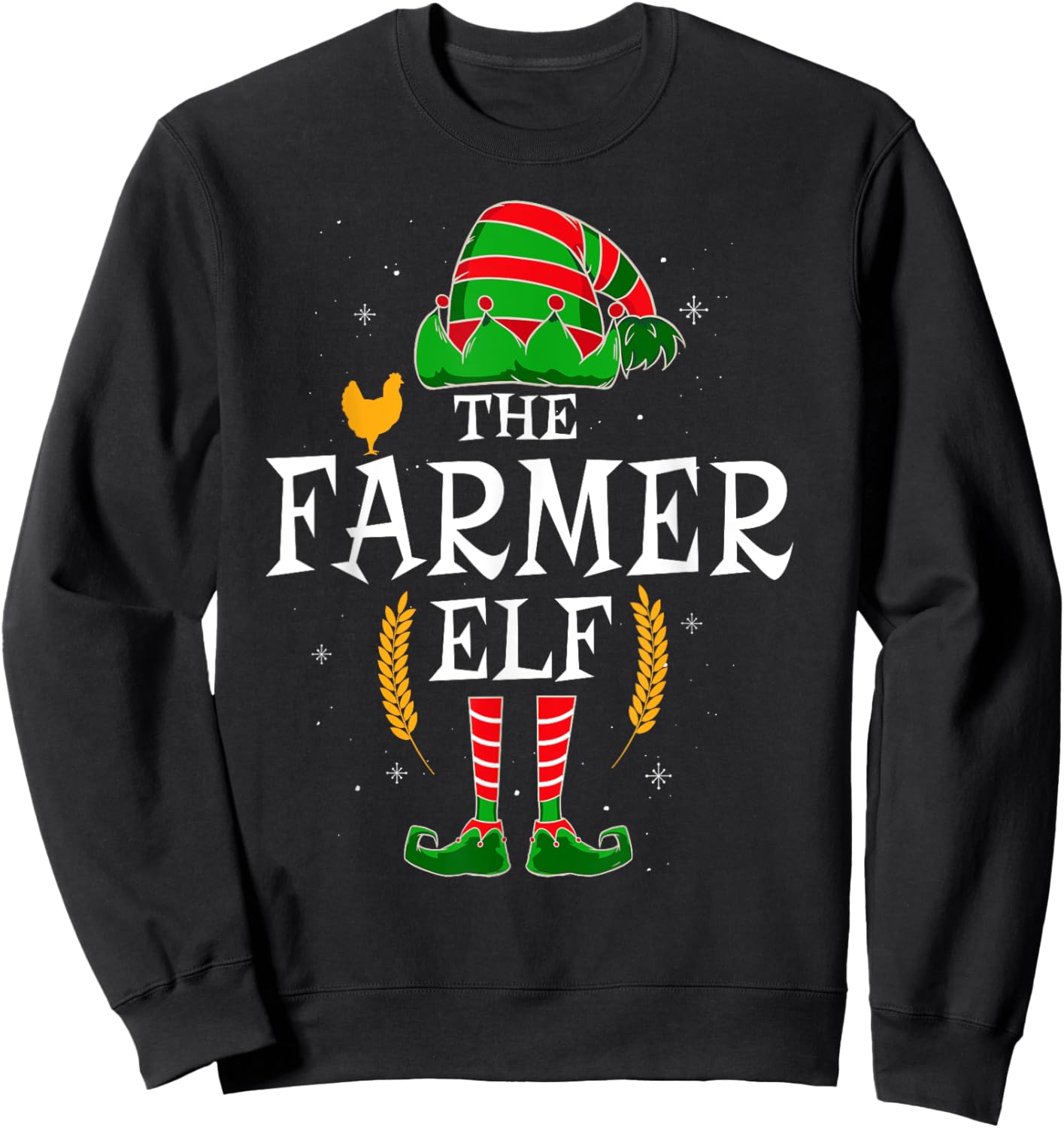 The Farmer Elf Group Matching Family Christmas Farm Funny Sweatshirt - Sweatshirt | Black