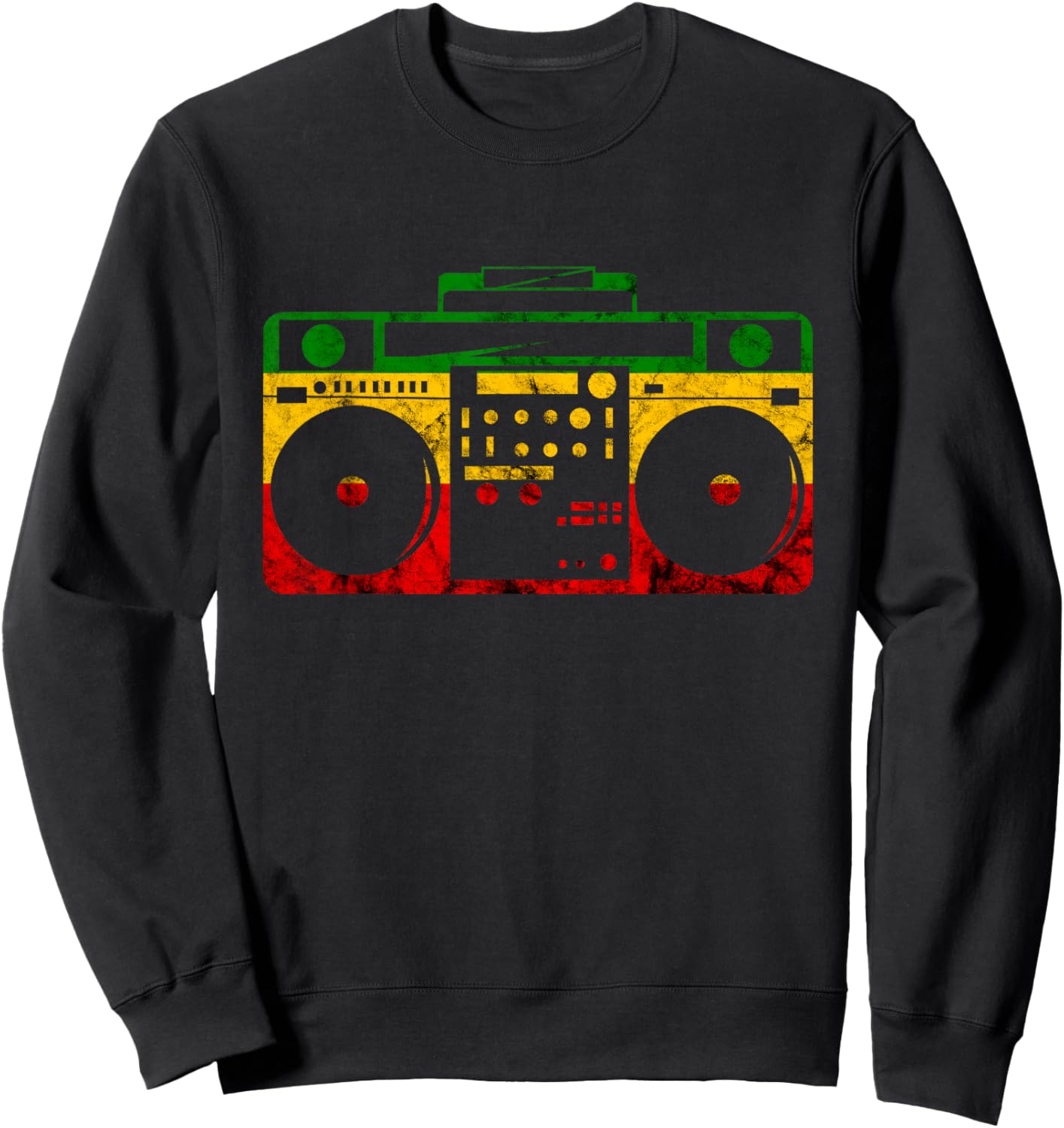 Rastafari Boombox Reggae Music Box Hippie Reggae Music Sweatshirt - Sweatshirt | Black